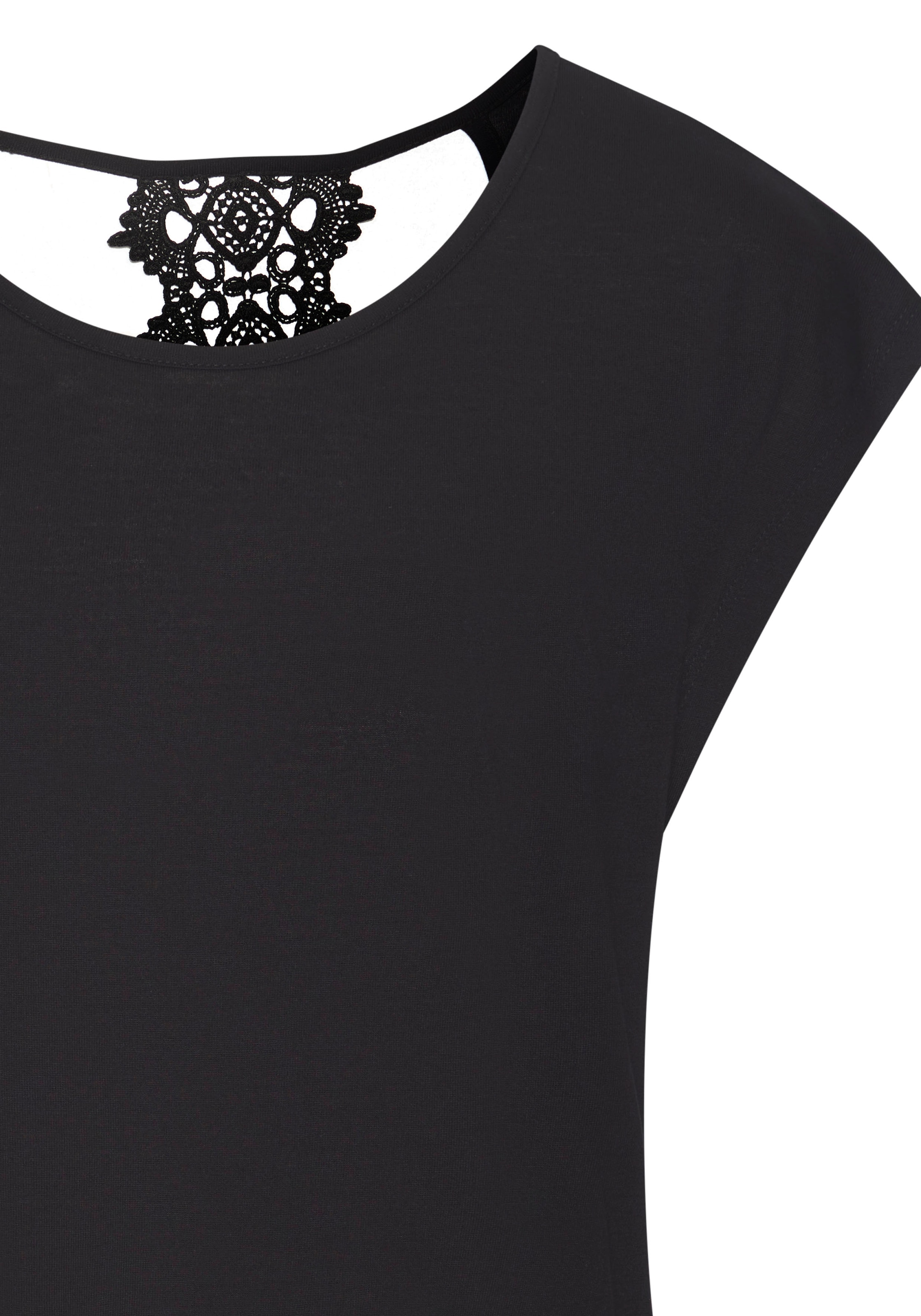 LASCANA Kurzarmshirt, mit Spitzendetail im Rücken, bequemes T-Shirt aus Jersey
