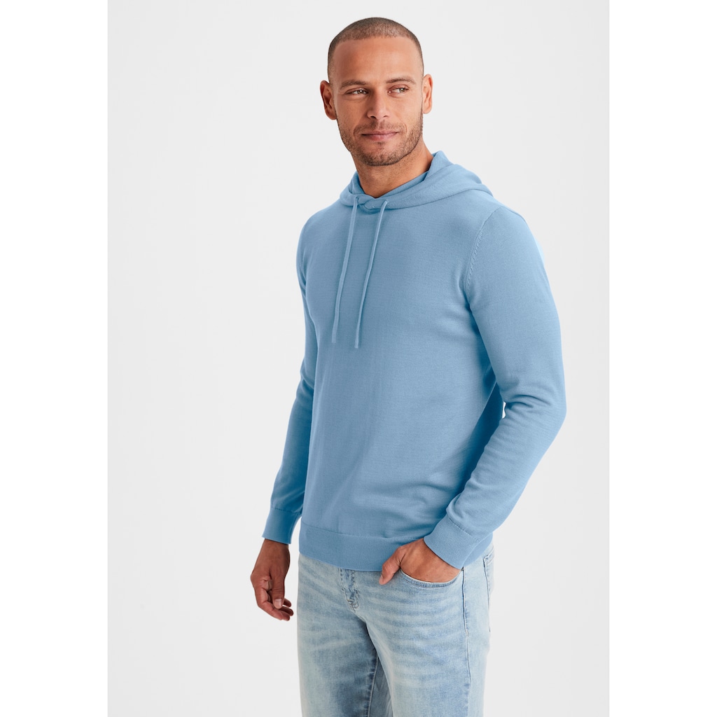 H.I.S Strickpullover »mit Kapuze, Regular Fit,«, Pullover mit Rundhals, Feinstrick, Baumwollmischung