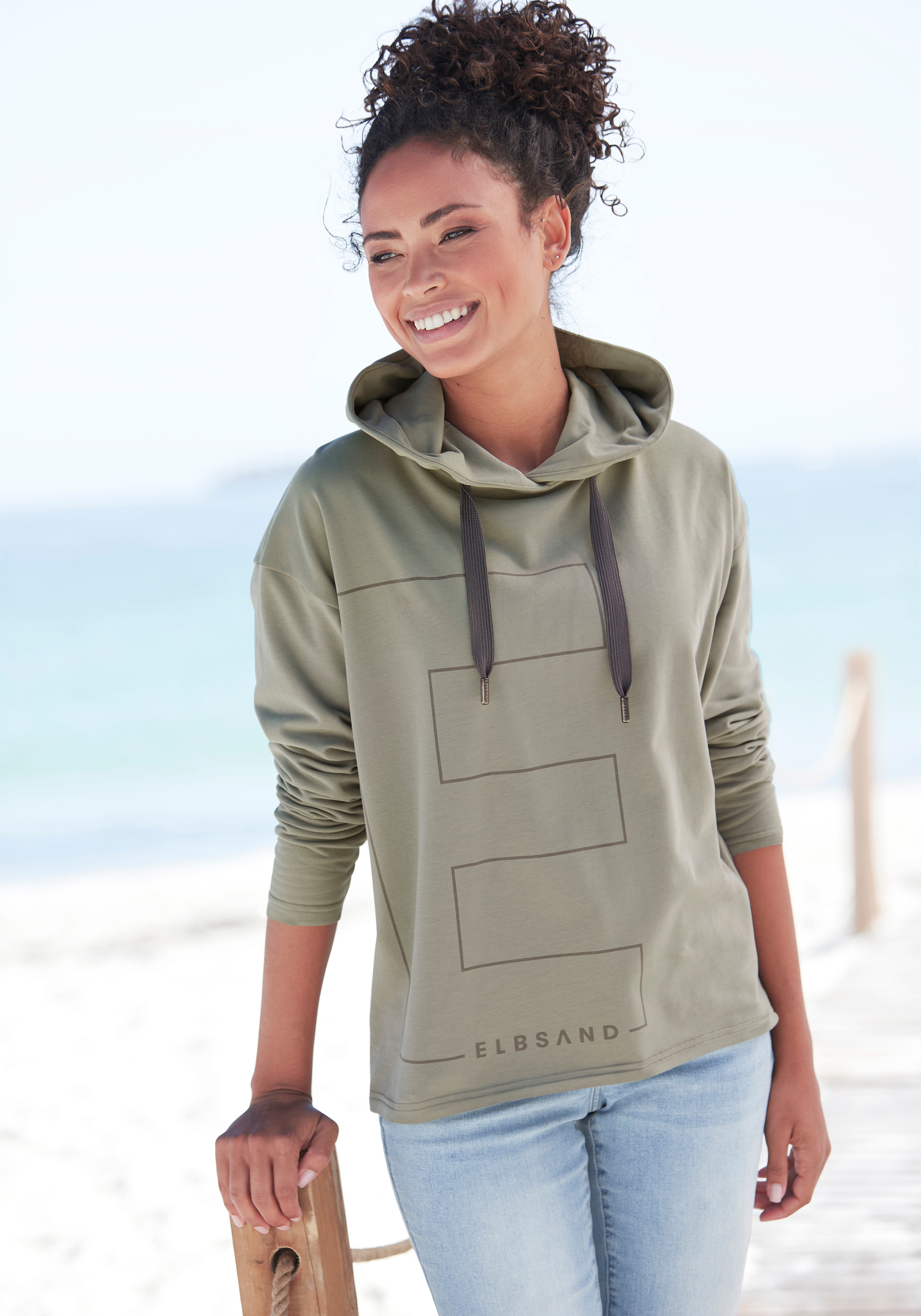 Elbsand Sweat à capuche »Dea«, hoodie avec impression logo devant
