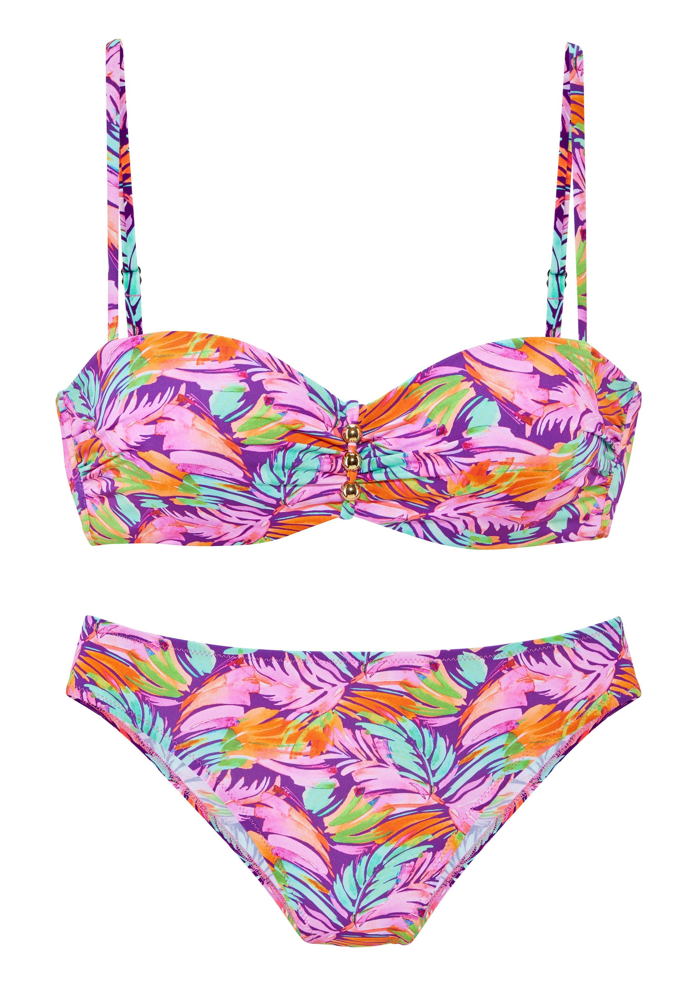 Vivance Bügel-Bandeau-Bikini mit farbenfrohem Blätterdruck
