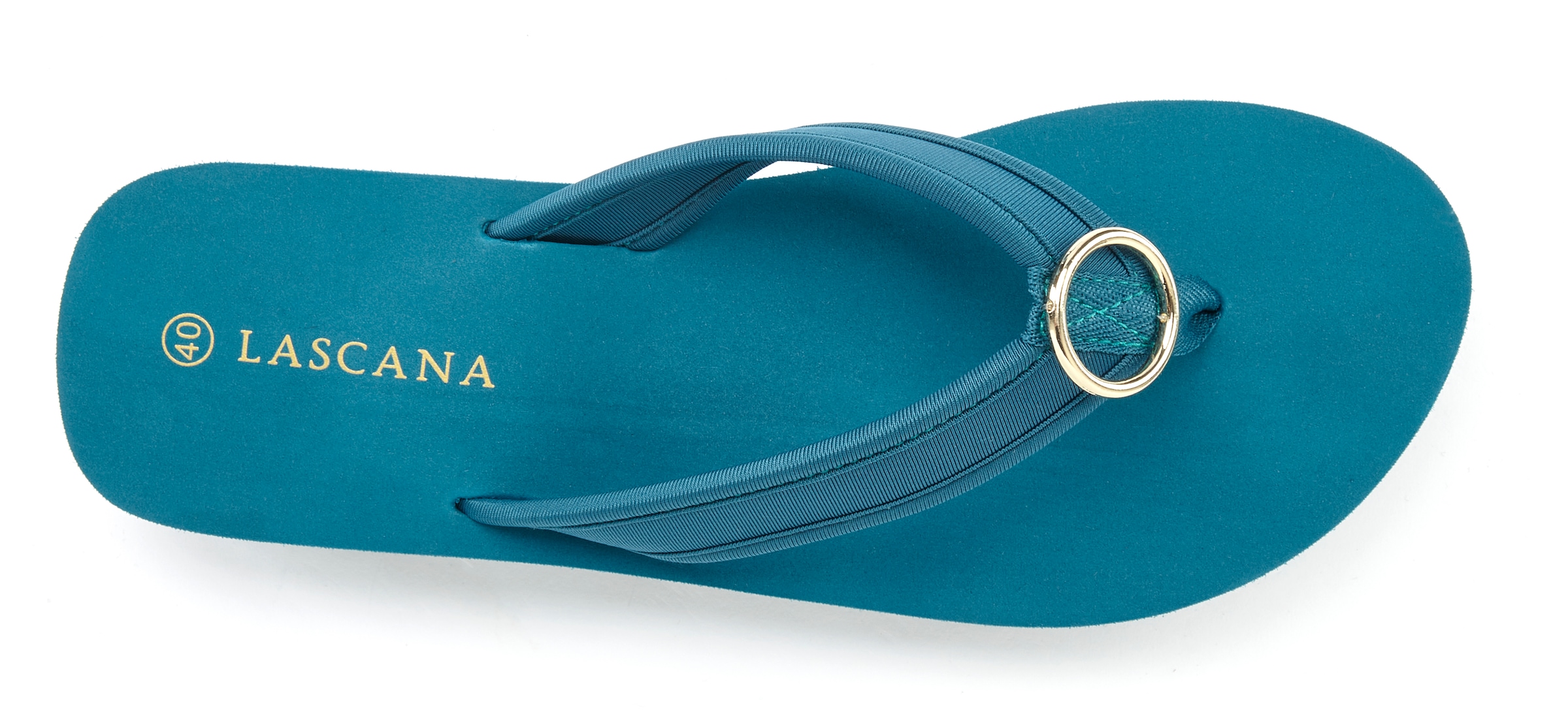 LASCANA Badezehentrenner, Sandale, Pantolette, Badeschuh mit Ringapplikation "Italy" VEGAN