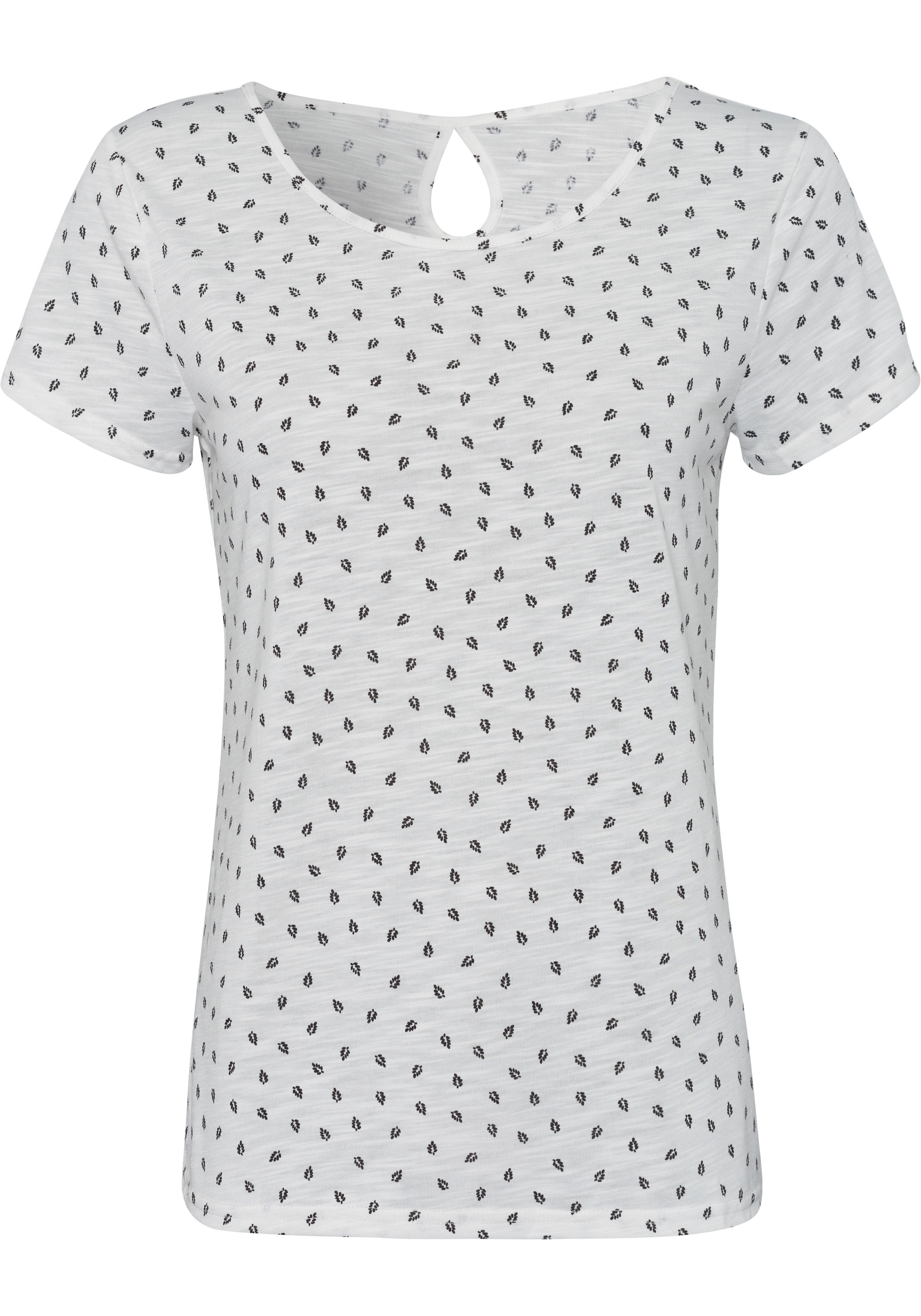 LASCANA T-Shirt, (2er-Pack), mit süssem Blätter-Druck und Cut-Out im Nacken