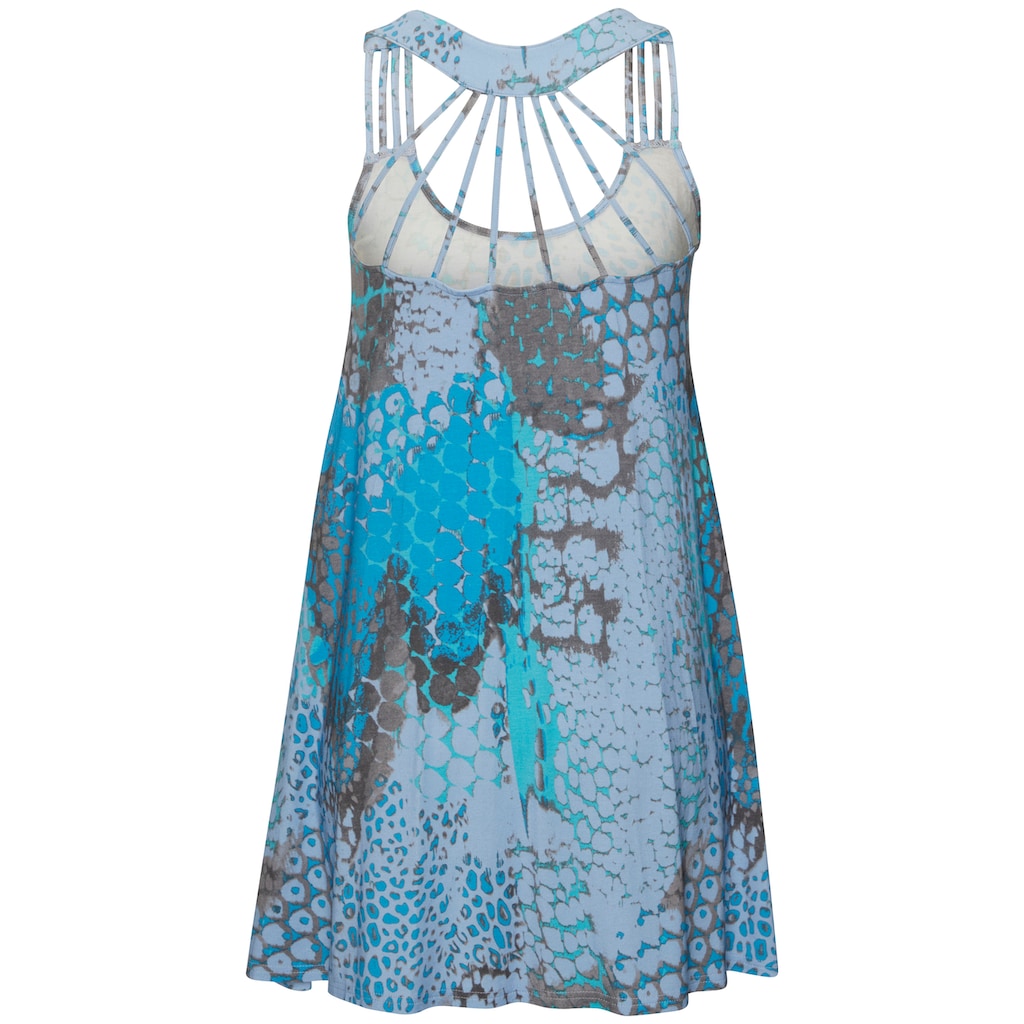Buffalo Strandkleid, mit besonderem Trägerdesign und Alloverprint, Minikleid, Sommerkleid