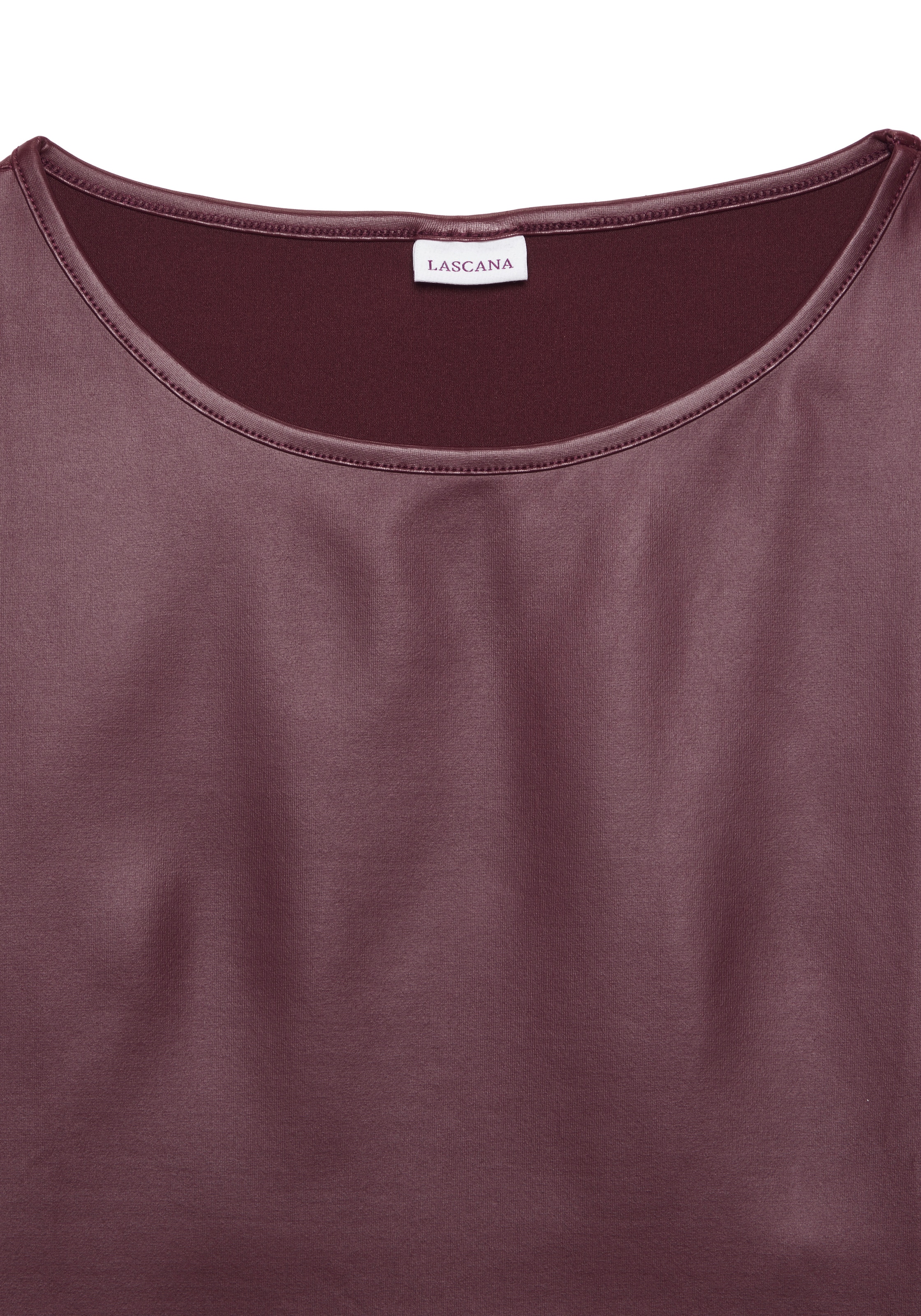 LASCANA Shirt à col rond aus Lederimitat, Partytop