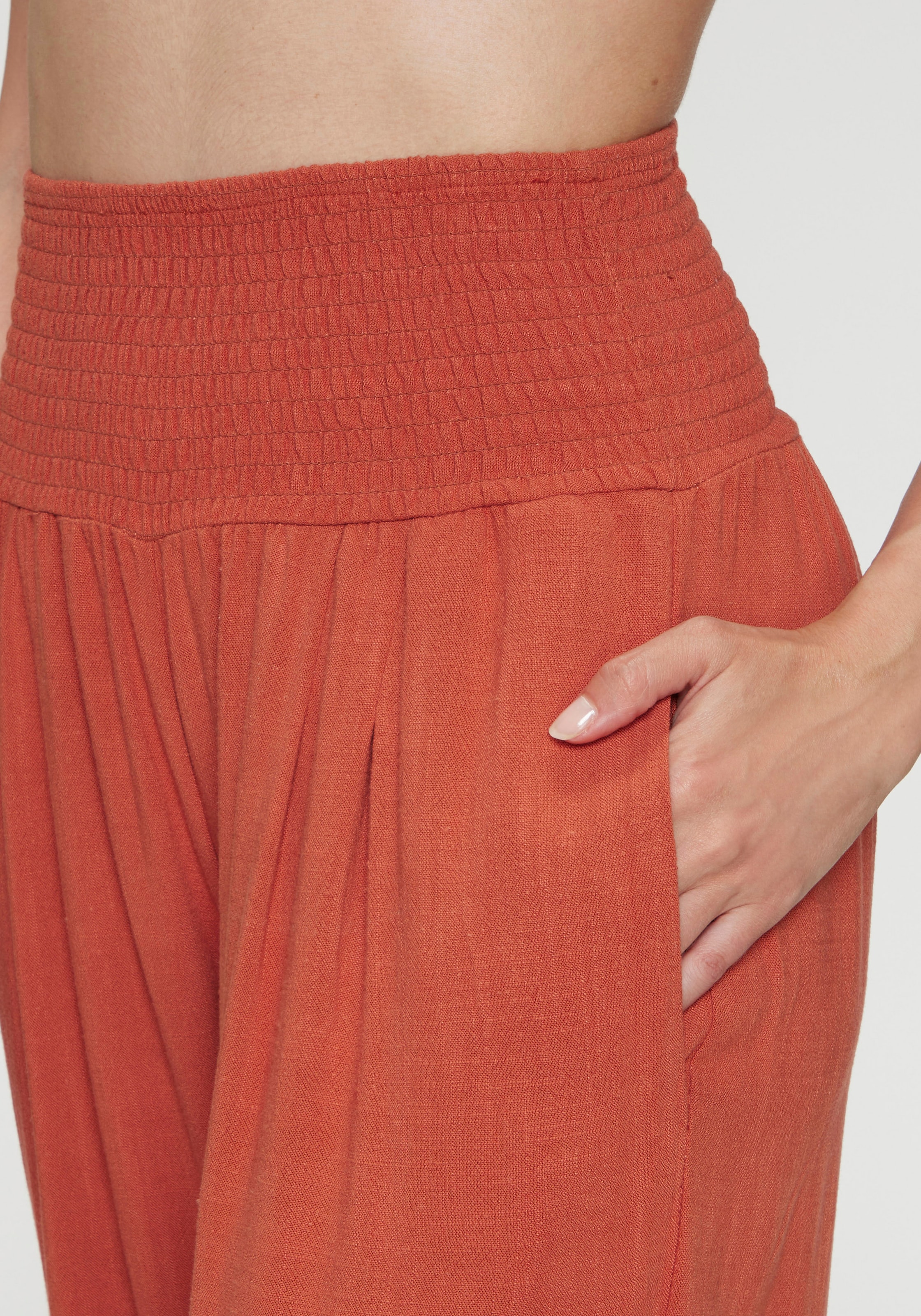 French Connection Leinenhose  mit gerafftem Bund, weite Palazzohose für den Sommer