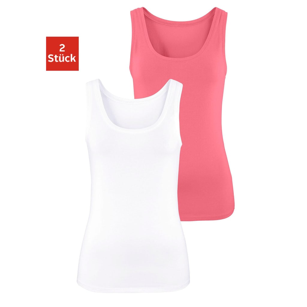Vivance Tanktop »aus elastischer Baumwoll-Qualität«, (2er-Pack)