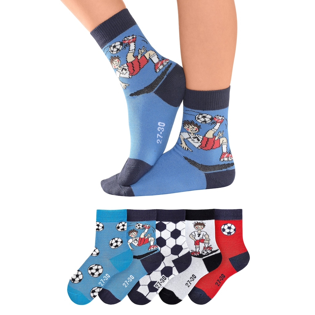 H.I.S Socken, (Packung, 5 Paar), mit Fussballmotiven