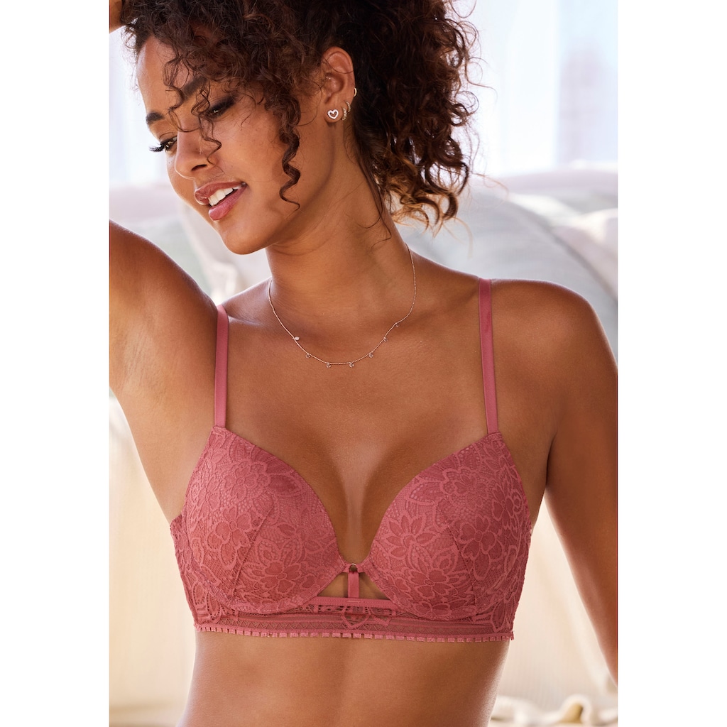LASCANA Push-up-BH, mit Bügel aus floraler Jacquardspitze, sexy Dessous