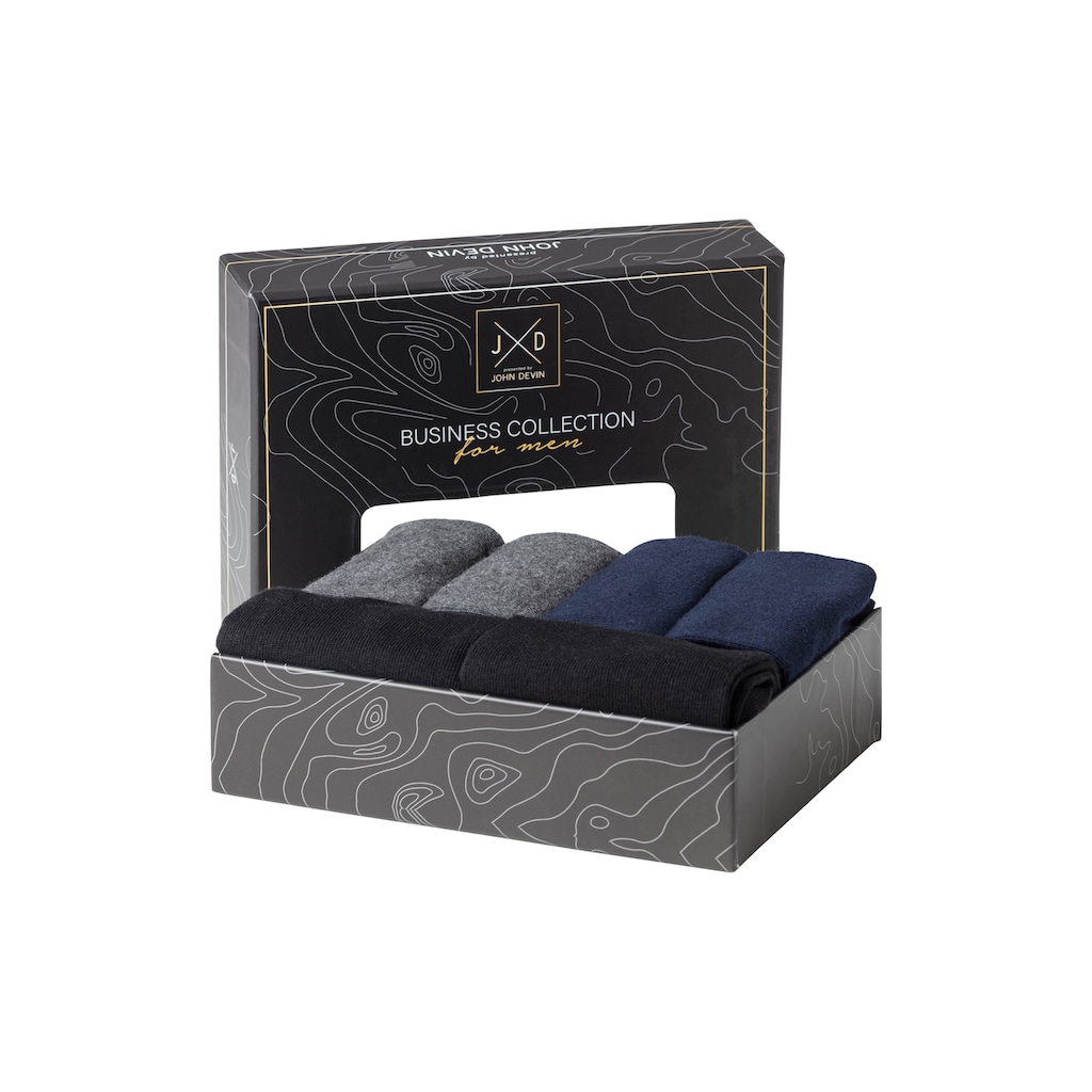 John Devin Businesssocken, (Packung, 6 Paar), lange Form, wertig in Box verpackt
