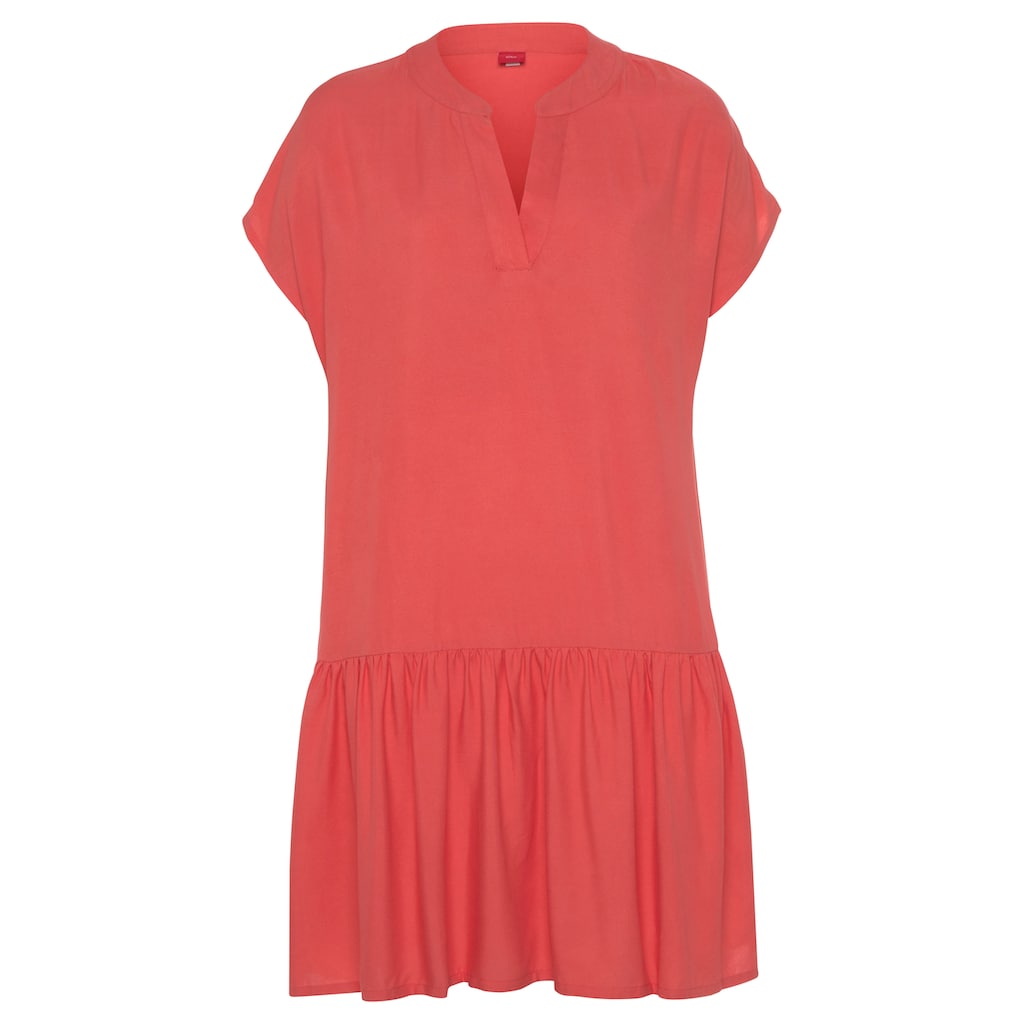 s.Oliver Blusenkleid, mit Volant am Rock, Tunikakleid, Sommerkleid, Basic