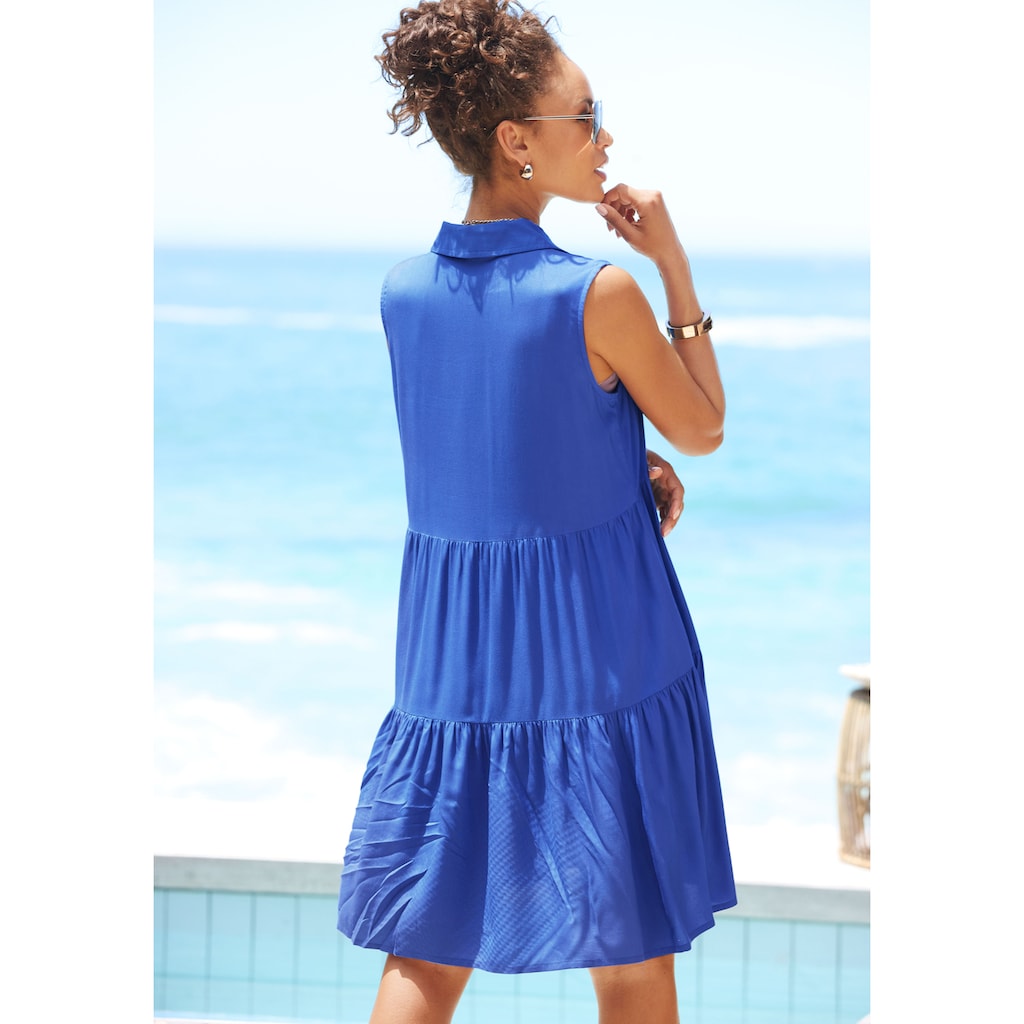Vivance Sommerkleid, aus gewebter Viskose, Blusenkleid mit Knopfleiste und Hemdblusenkragen