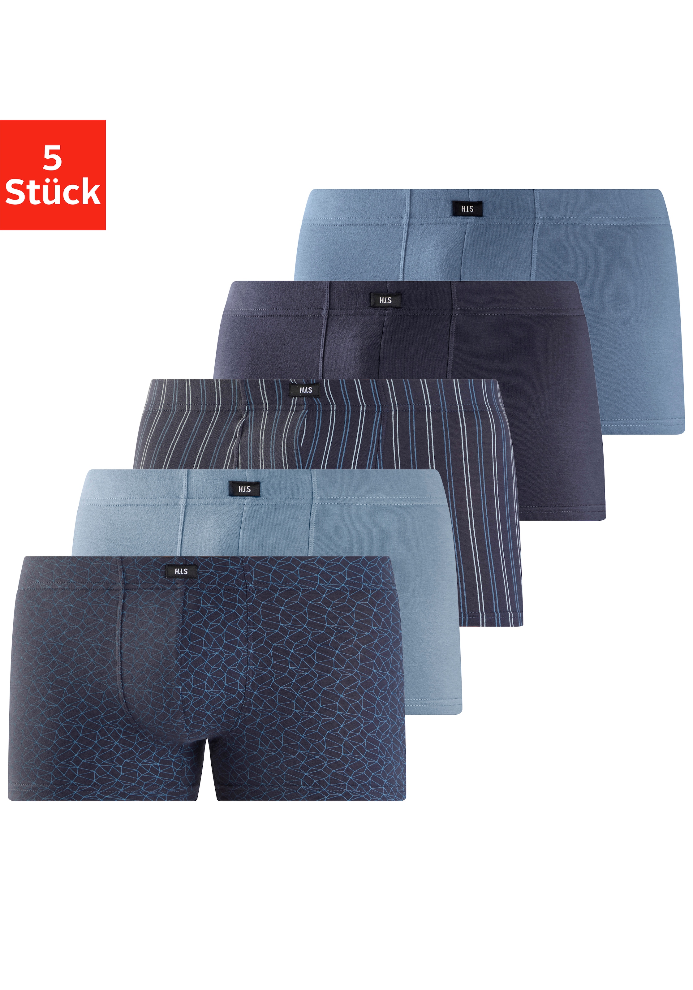 H.I.S Boxer »Boxershorts für Herren« Paquet, 5 cuis en qualité coton imprimé