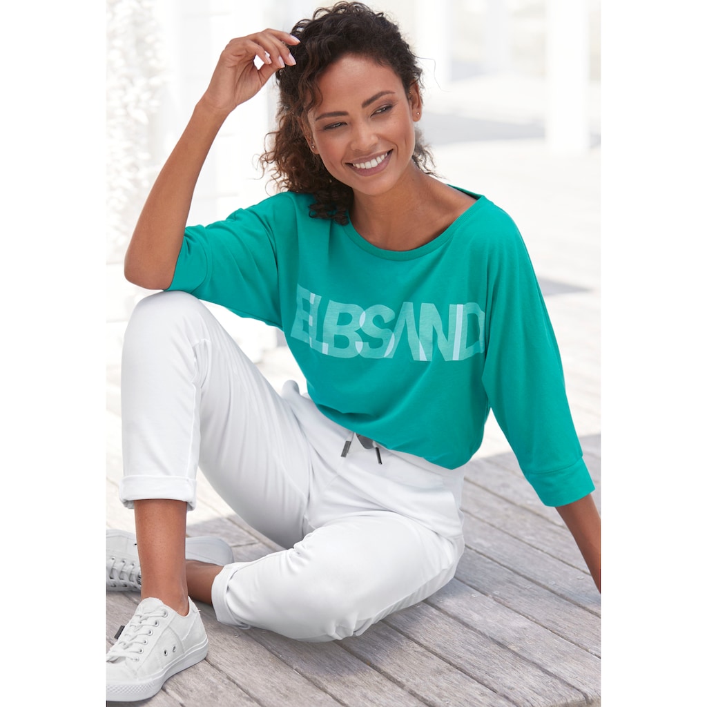 Elbsand 3/4-Arm-Shirt, mit Logodruck, Baumwoll-Mix, lockere Passform