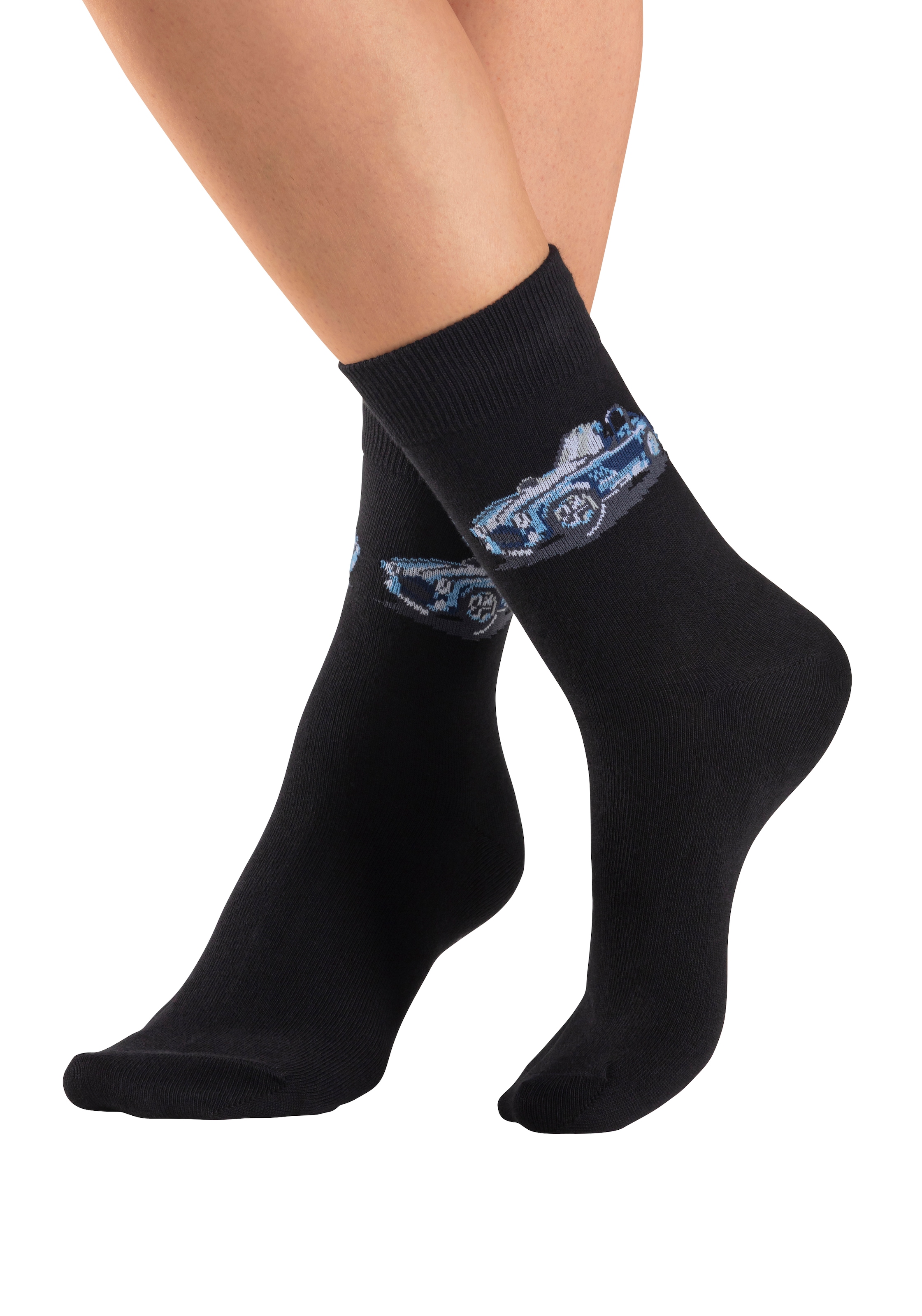 H.I.S Freizeitsocken »Damen und Herrensocken Motivsocken« Packung, 5 Paar tlg. mit eingestrickten Automobil Motiven