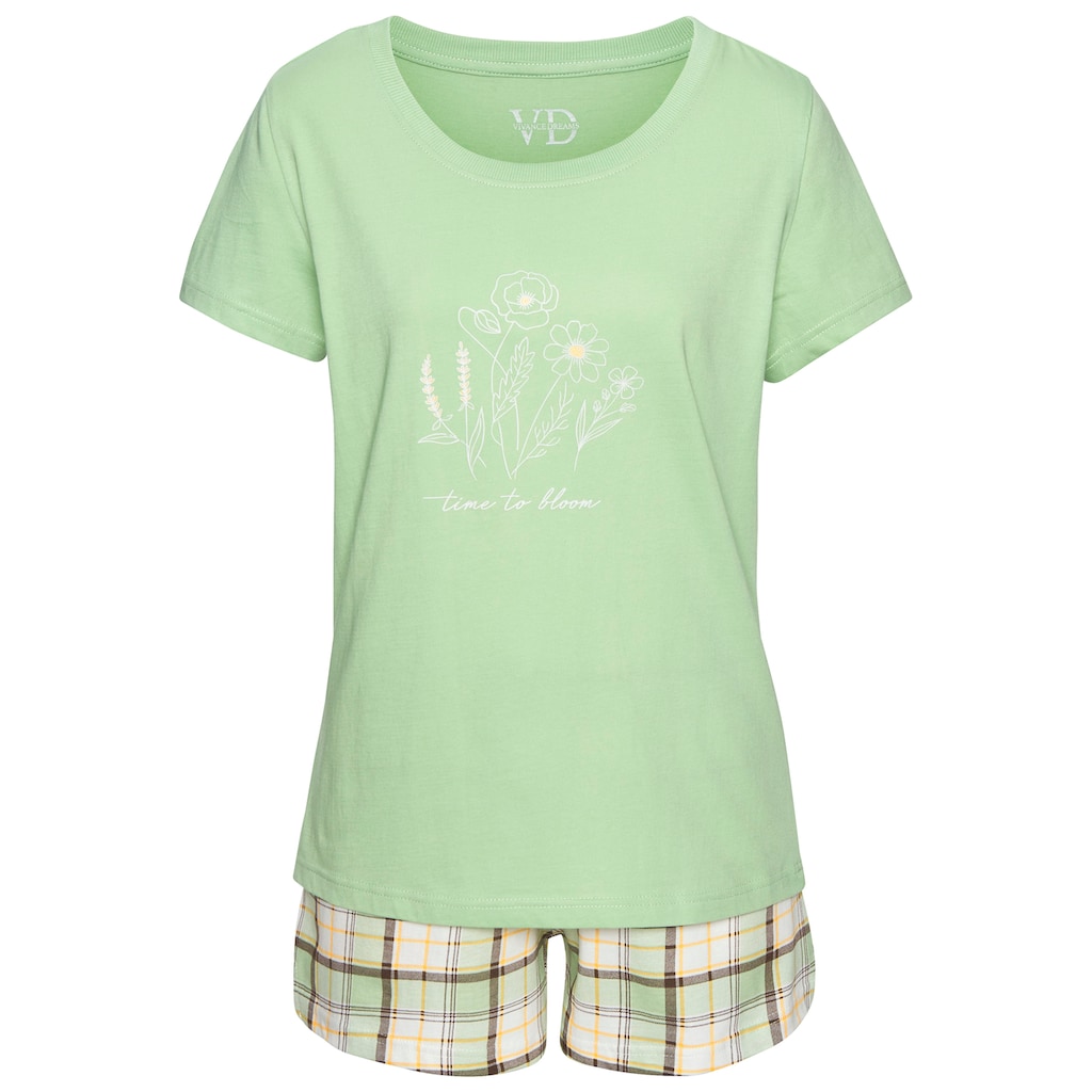 Vivance Dreams Shorty, (Set, 2 Stück), mit karierter Pyjamashorts