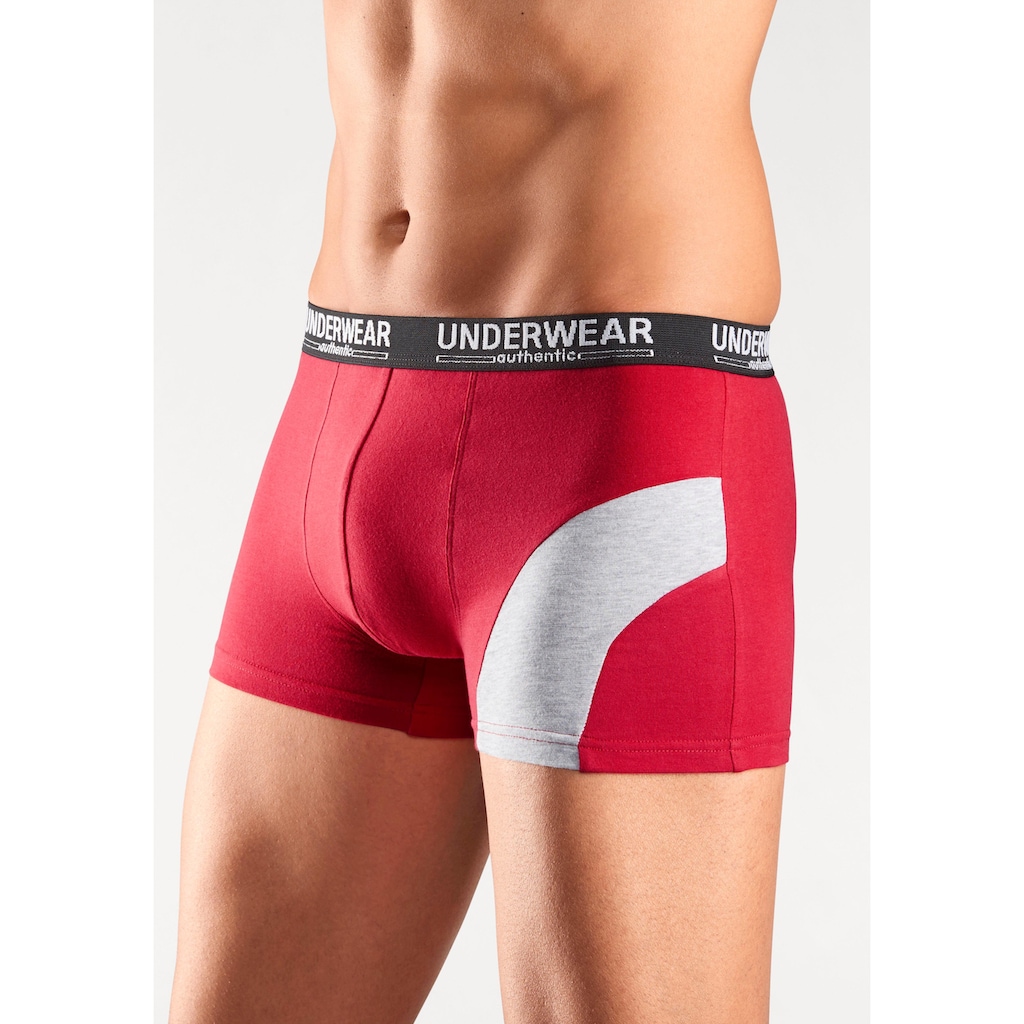 AUTHENTIC UNDERWEAR Boxer »Boxershorts für Herren«, (Packung, 4 St.), mit kontrastfarbenen Einsatz