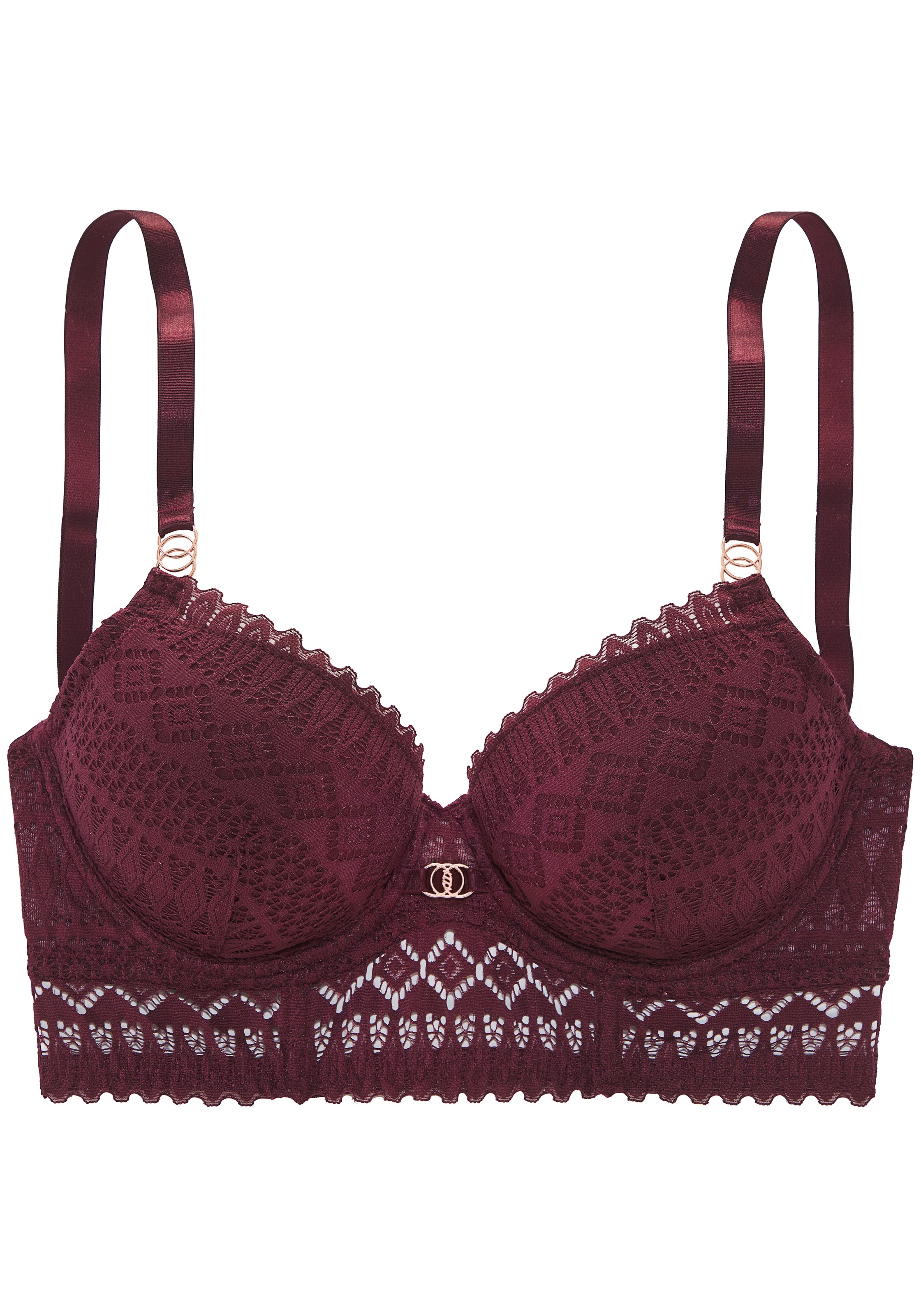 LASCANA Schalen-BH »Nina« in leichter Longform aus graphischer Spitze, sexy Dessous