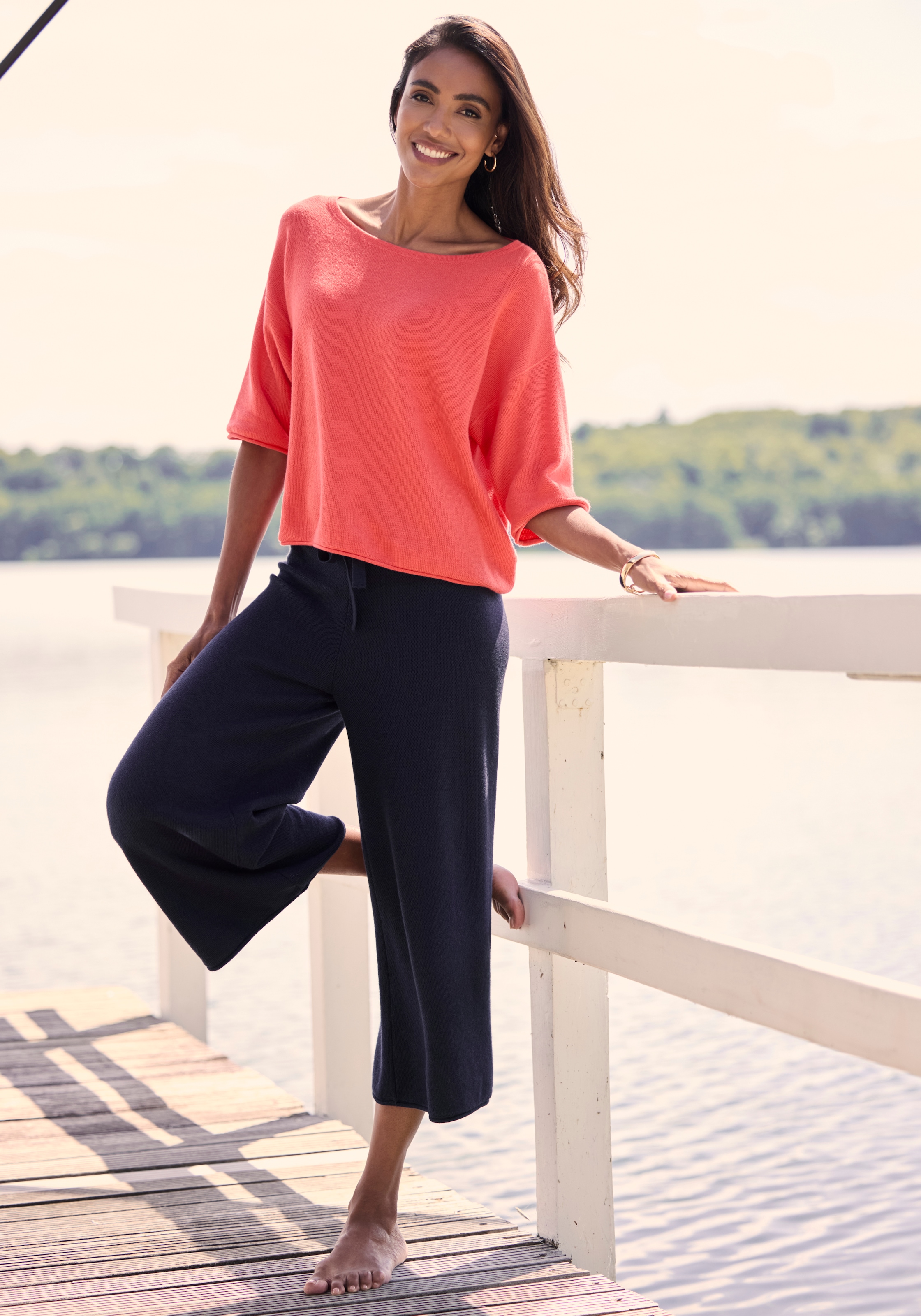 Elbsand 3/4-Arm-Shirt mit U-Boot Ausschnitt, Loungewear