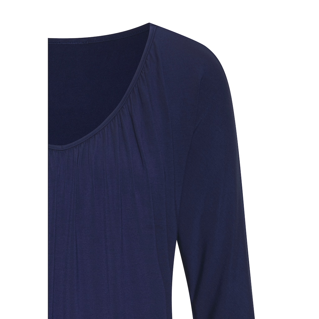 LASCANA 3/4-Arm-Shirt »mit zarter Raffung am Ausschnitt«, aus weichem Viskose-Stretch