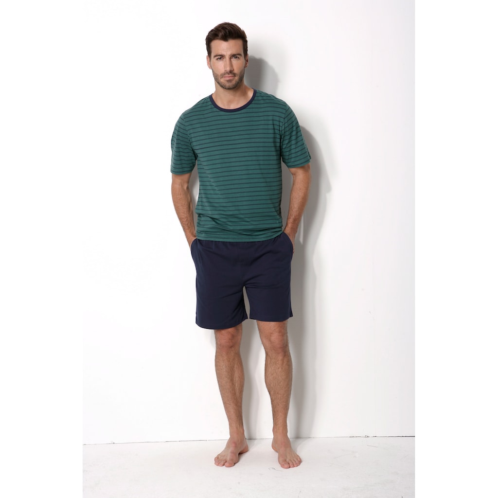 le jogger® Pyjama, (4 tlg., 2 Stück), Schlafanzug im Streifendesign