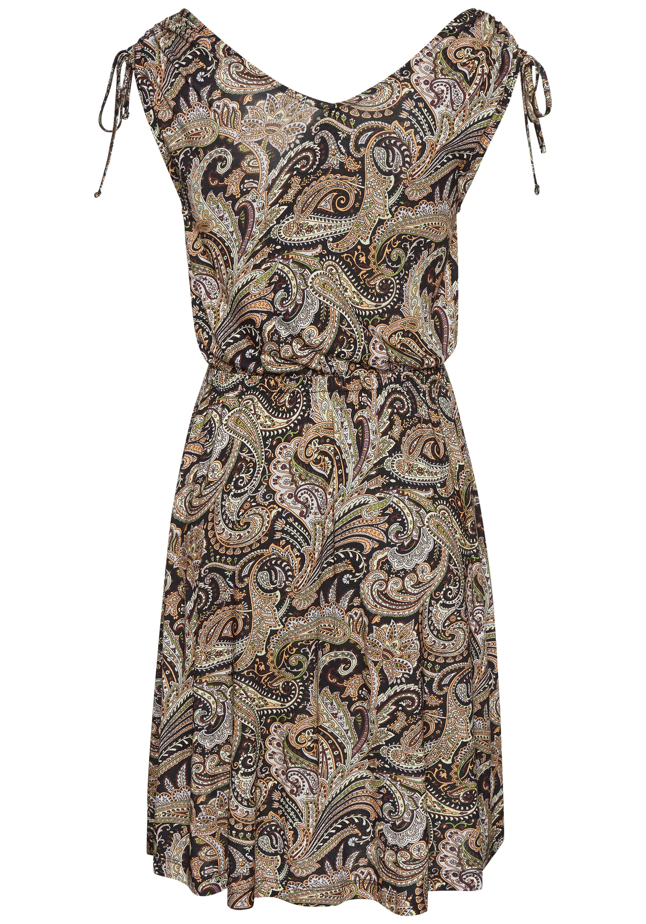 LASCANA Jerseykleid, mit Bändern an den Trägern, Alloverprint