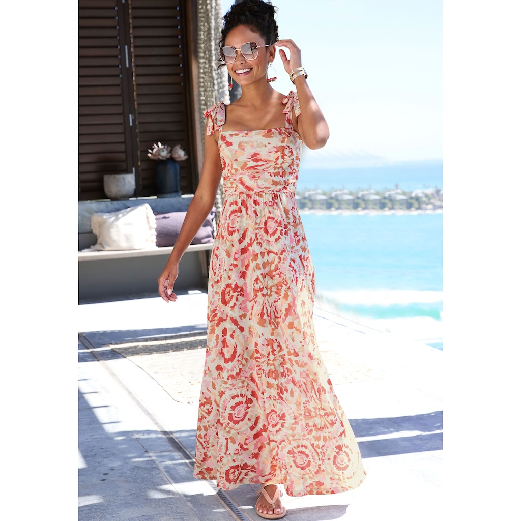 Buffalo Maxikleid, Alloverprint, Bandeaukleid, sommerlich, verspielt