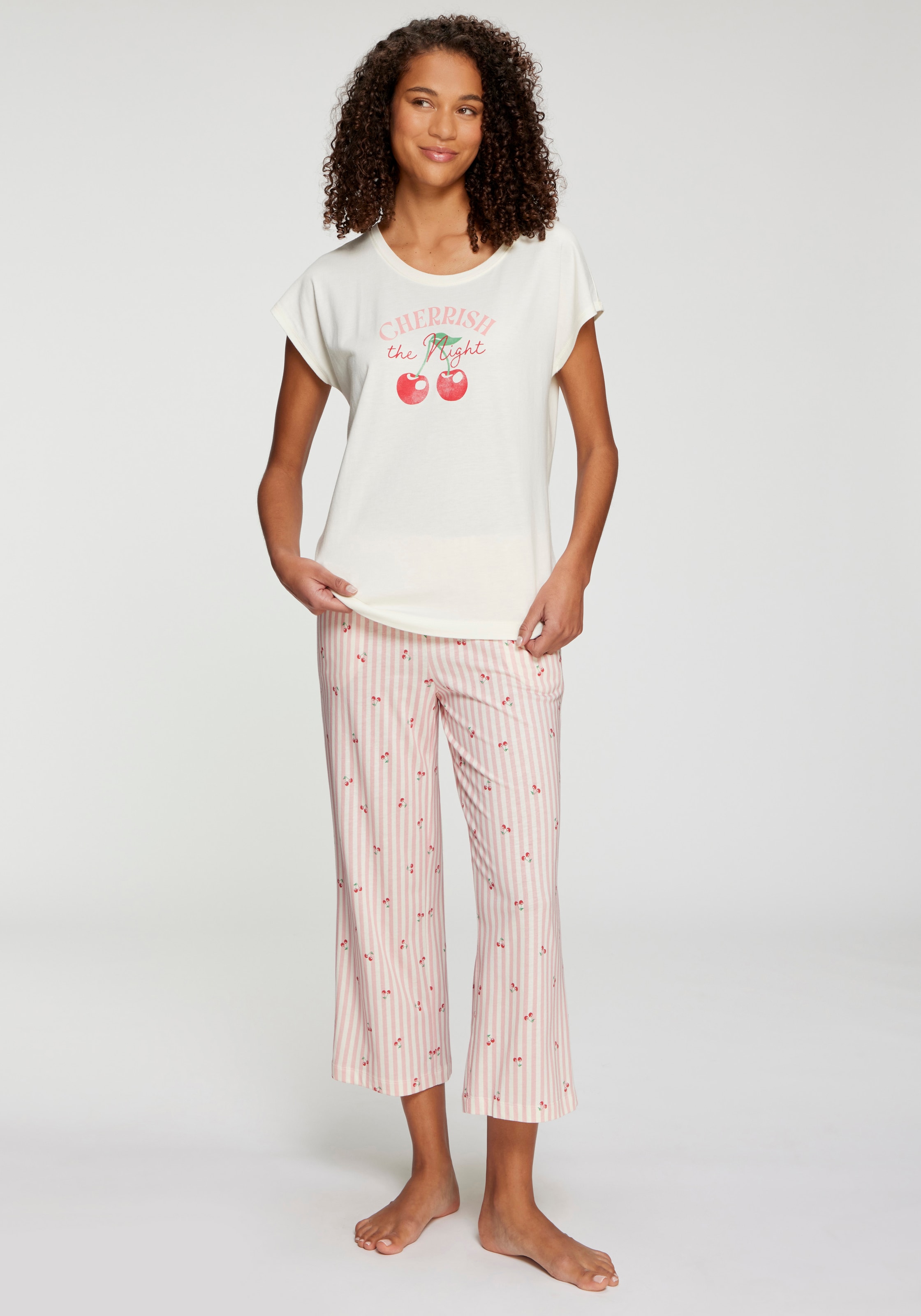 Vivance Dreams by Lascana Pyjamaoberteil mit Frontprint
