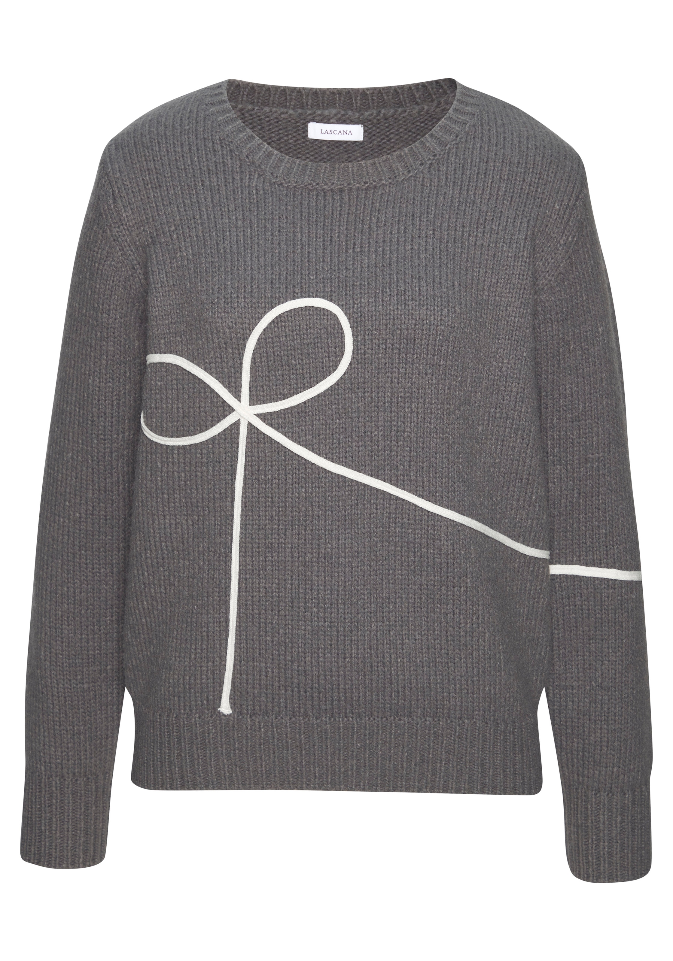 LASCANA Strickpullover mit Schleifen-Applikation vorne, casual