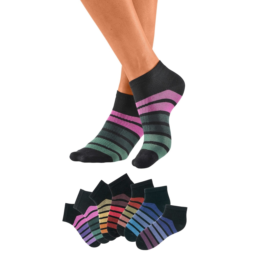 H.I.S Sneakersocken, (Packung, 7 Paar), mit bunten Ringeln