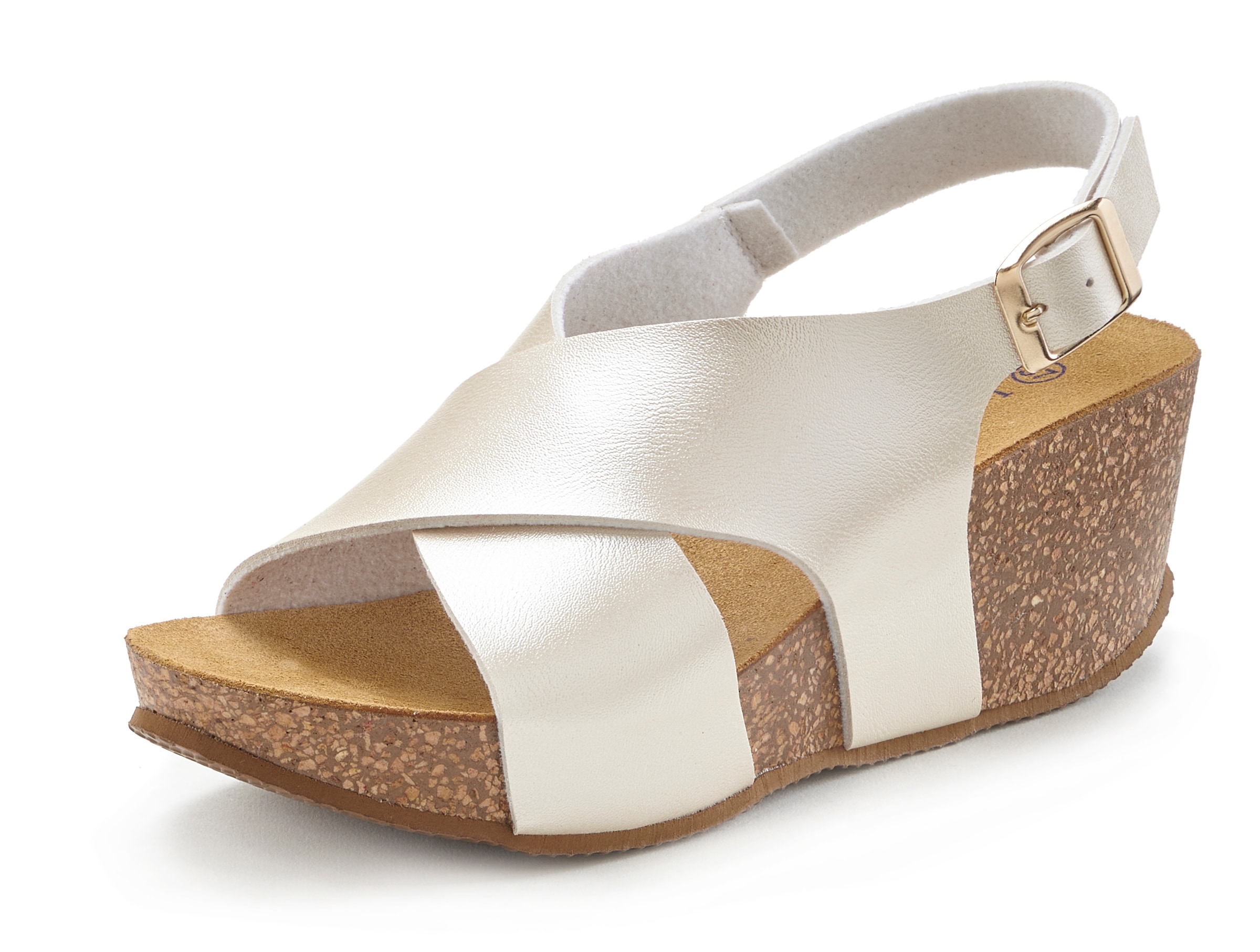 LASCANA Sandalette »Sommerschuh«, Sommerschuh mit Keilabsatz und Korkfussbett