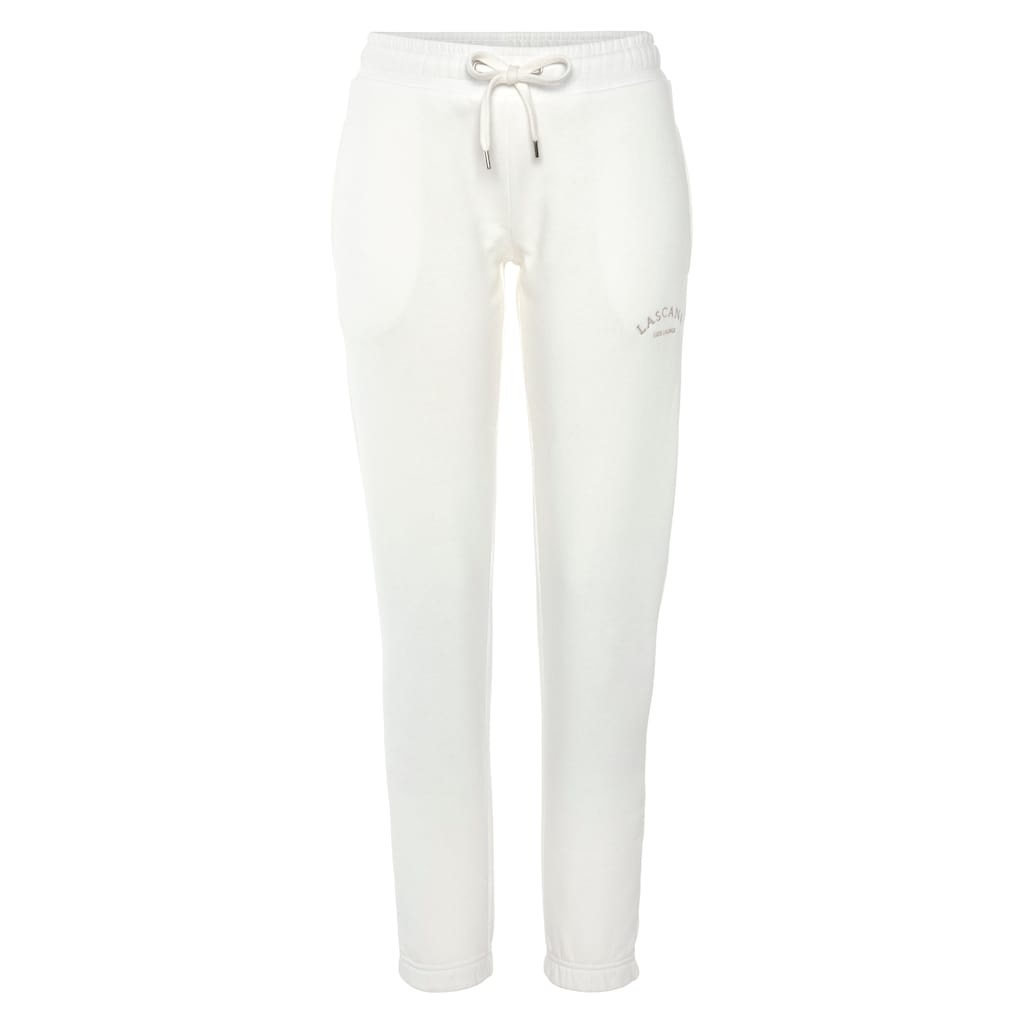 LASCANA Sweathose, Loungehose mit seitlichen Taschen und Logostickerei, Loungewear