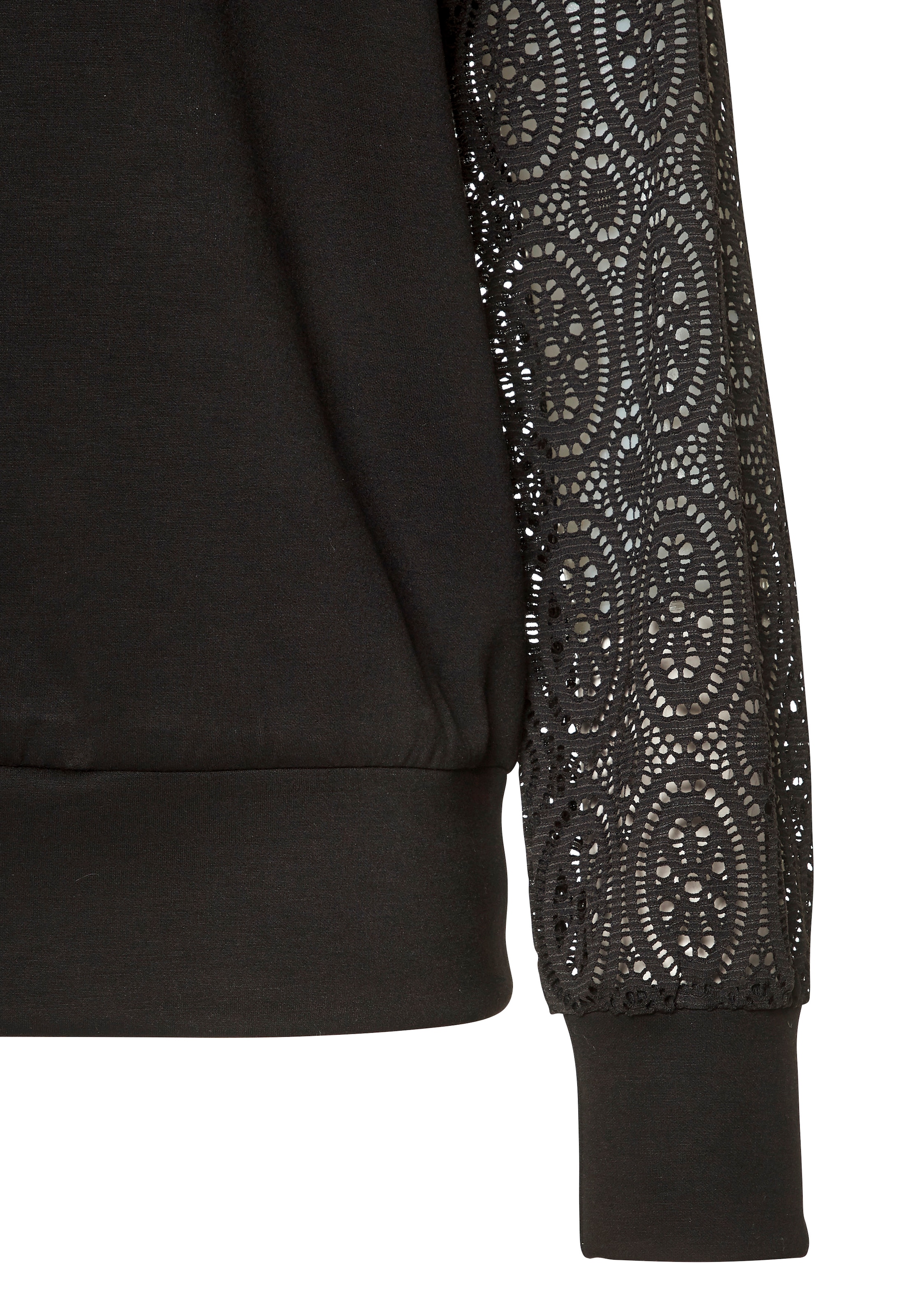 LASCANA Sweat à capuche , mit Ärmeln aus elastischer Spitze
