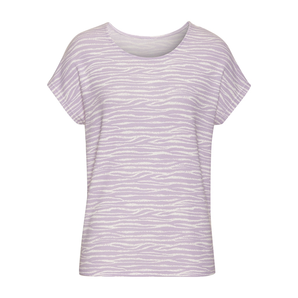 LASCANA Kurzarmshirt »mit modischem Zebra-Muster«, aus weichem Viskose-Strick