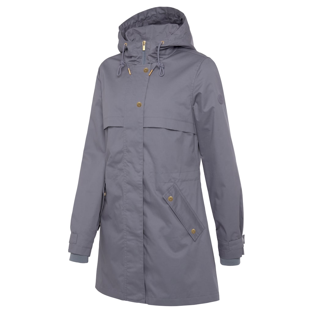 French Connection Outdoorjacke, mit Kapuze, Saumschlitz mit Druckknöpfen auf der Rückseite