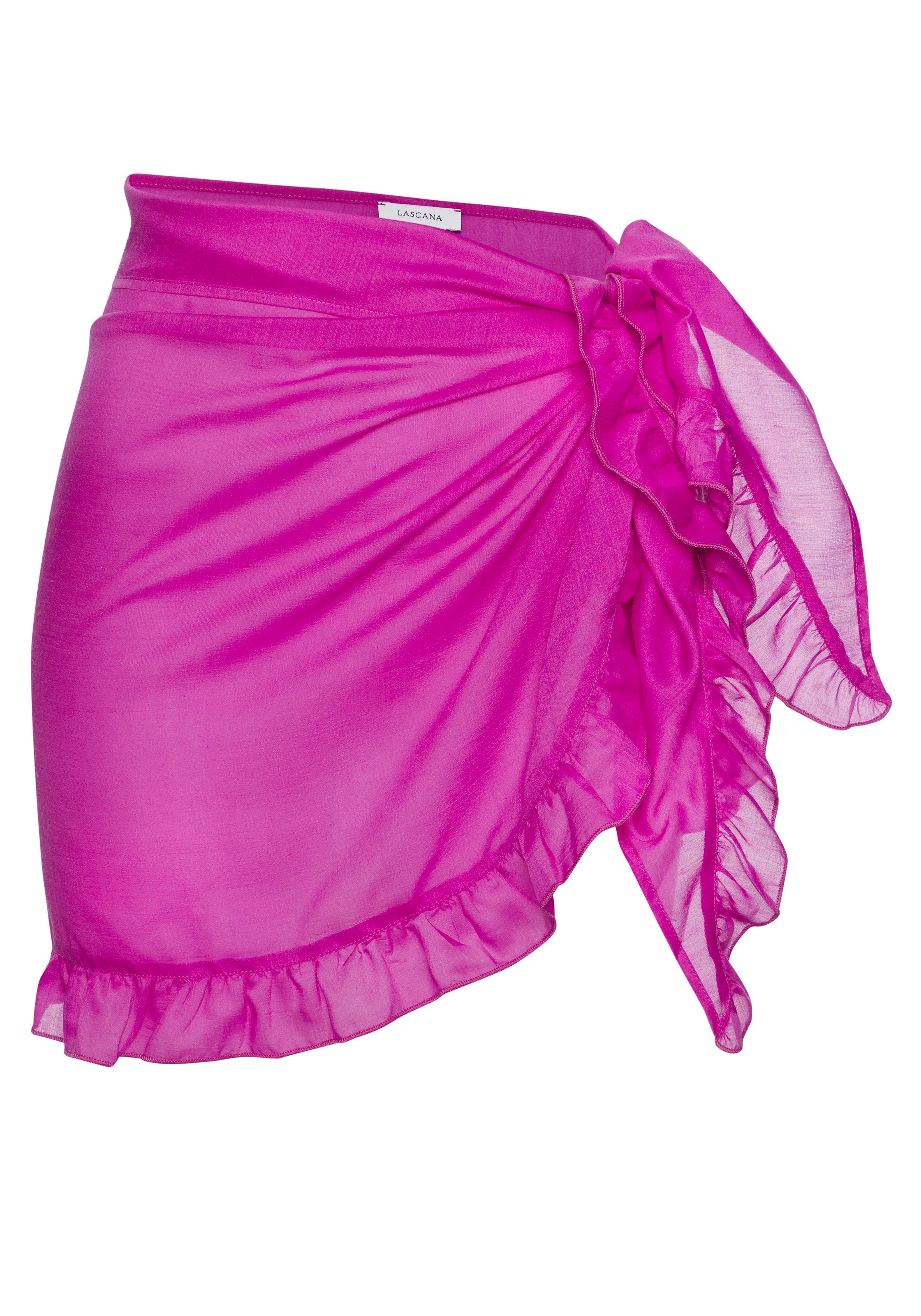 LASCANA Strandrock "mit Rüschenkante, leicht transparente Chiffonware" Pareo, kurzer Wickelrock, Beach Cover-up