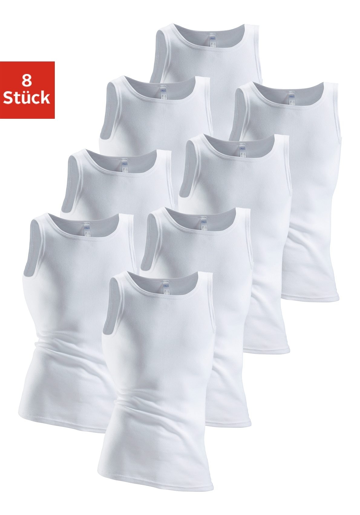 Clipper Unterhemd 8 Stk. aus Doppelripp, Tanktop, Unterziehshirt