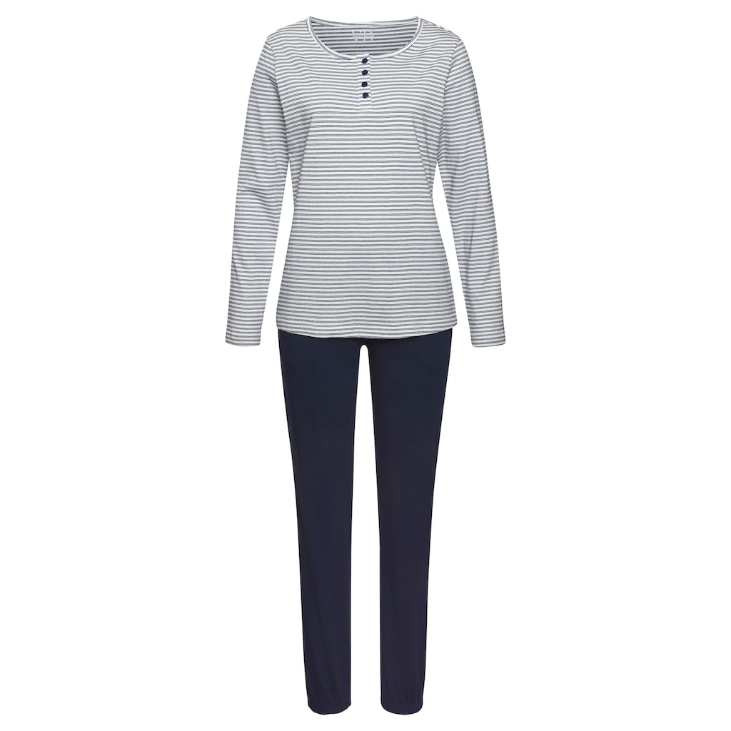 Vivance Dreams Pyjama, (Set, 2 tlg.), mit garngefärbten Streifen
