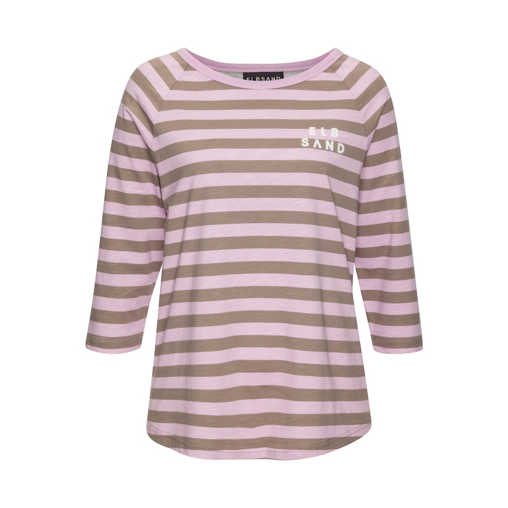 Elbsand 3/4-Arm-Shirt, mit Streifen, Rundhalsausschnitt, Jerseyshirt