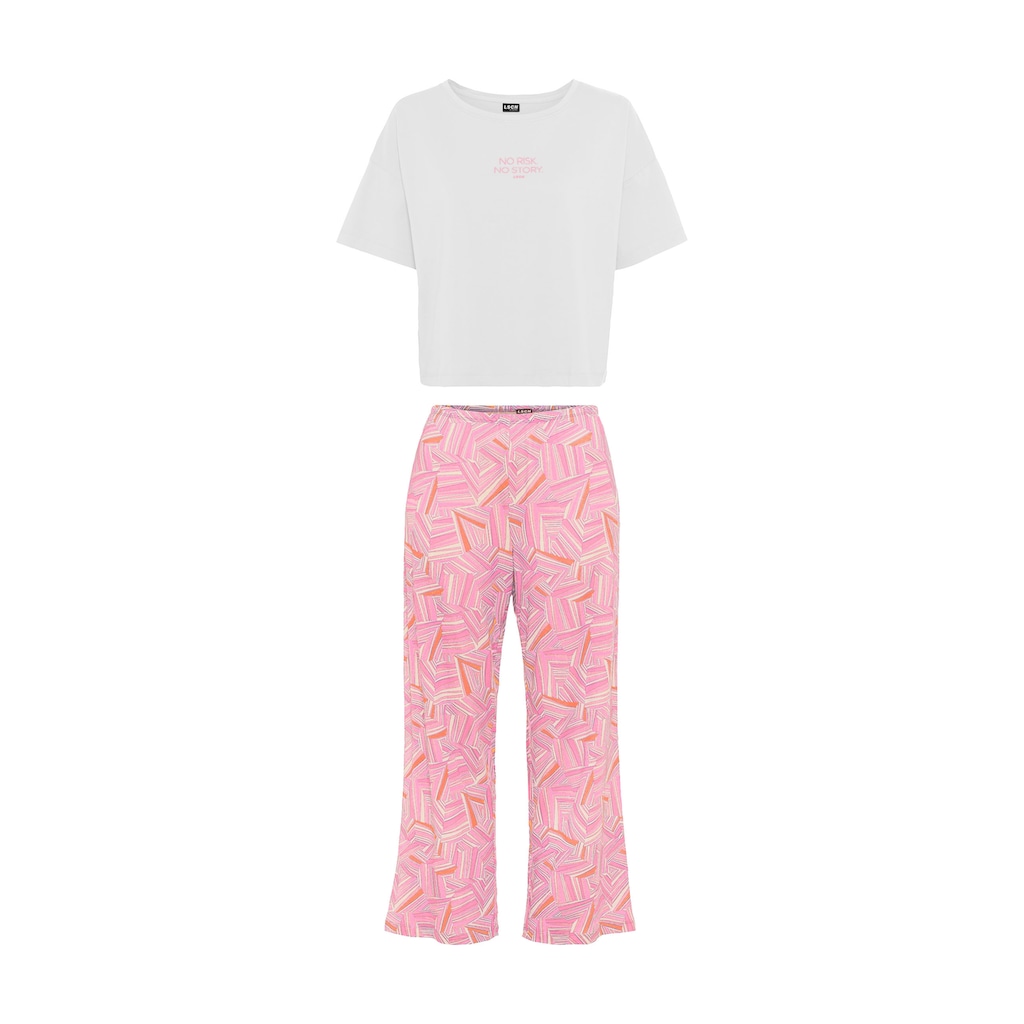 LSCN by LASCANA Pyjama, (2 tlg.), mit schönem Allover-Druck