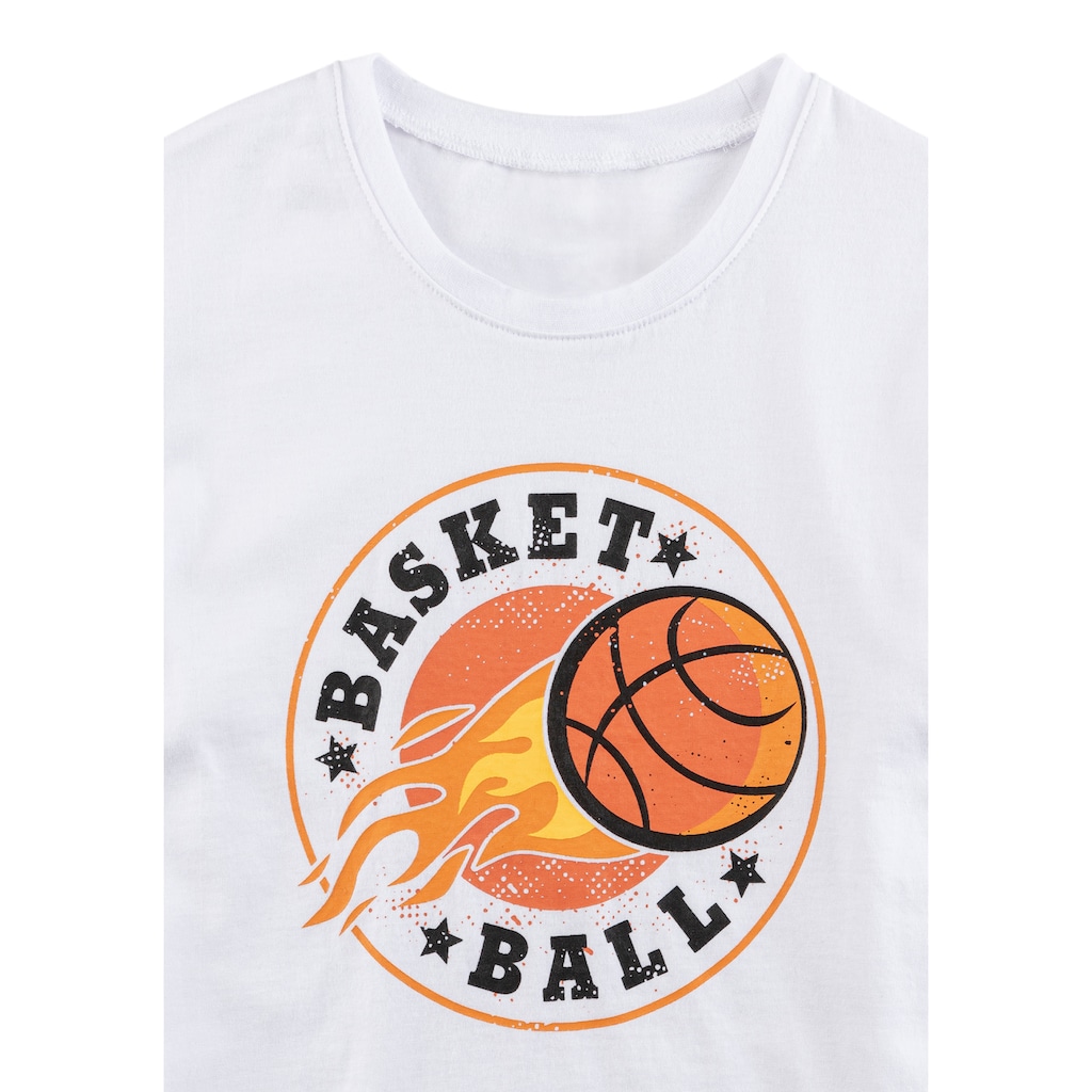 AUTHENTIC LE JOGGER Pyjama, (2 tlg., 1 Stück), Schlafanzug mit Basketball-Aufdruck