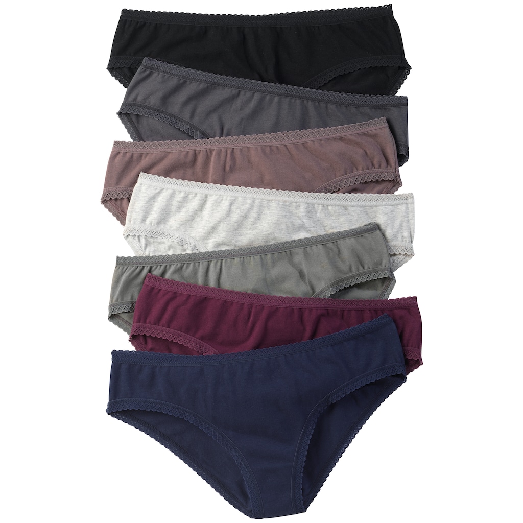 Vivance Jazz-Pants Slips, (7er-Pack), aus weicher Baumwollqualität mit feiner Spitzeneinfassung