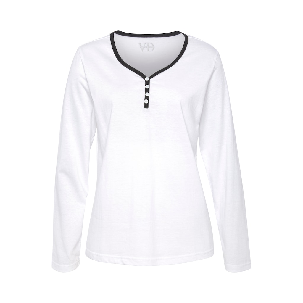 Vivance Dreams Pyjamaoberteil, mit Paspel und kurzer Zier-Knopfleiste