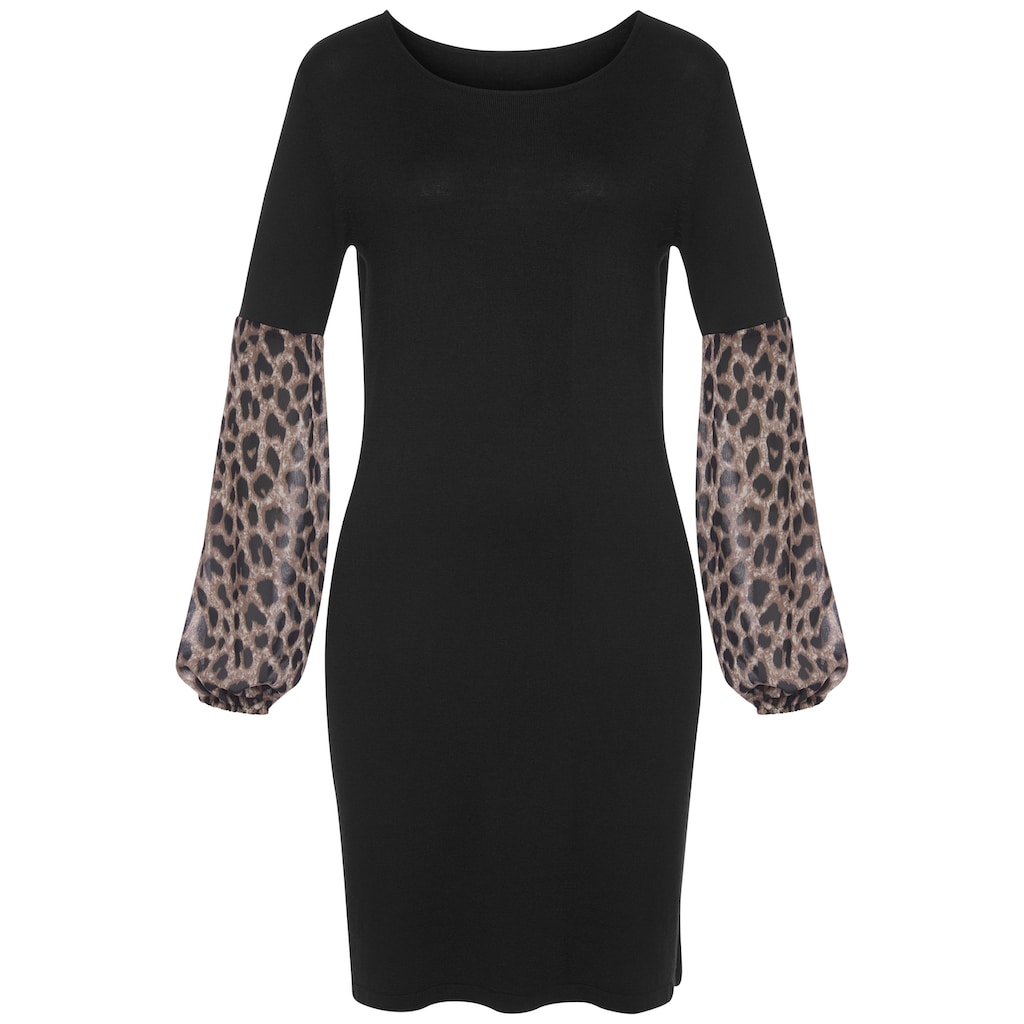 LASCANA Strickkleid, mit Leo Ärmeln