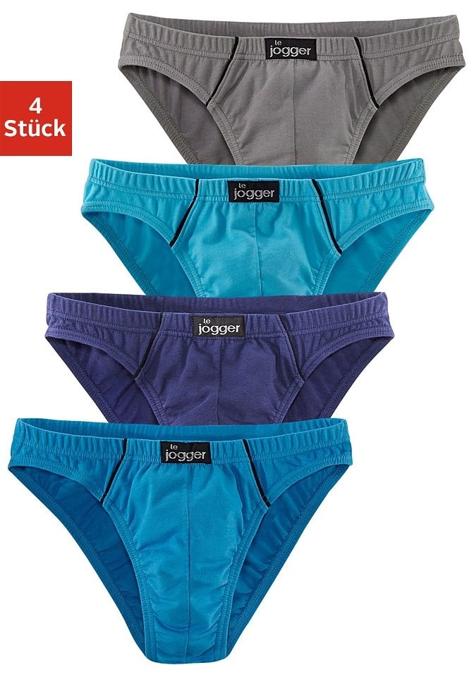 le jogger® Slip »Minislip« Packung, 4 Stk., knappe Form, schöne Farben mit kontrastfarbenen Pipings