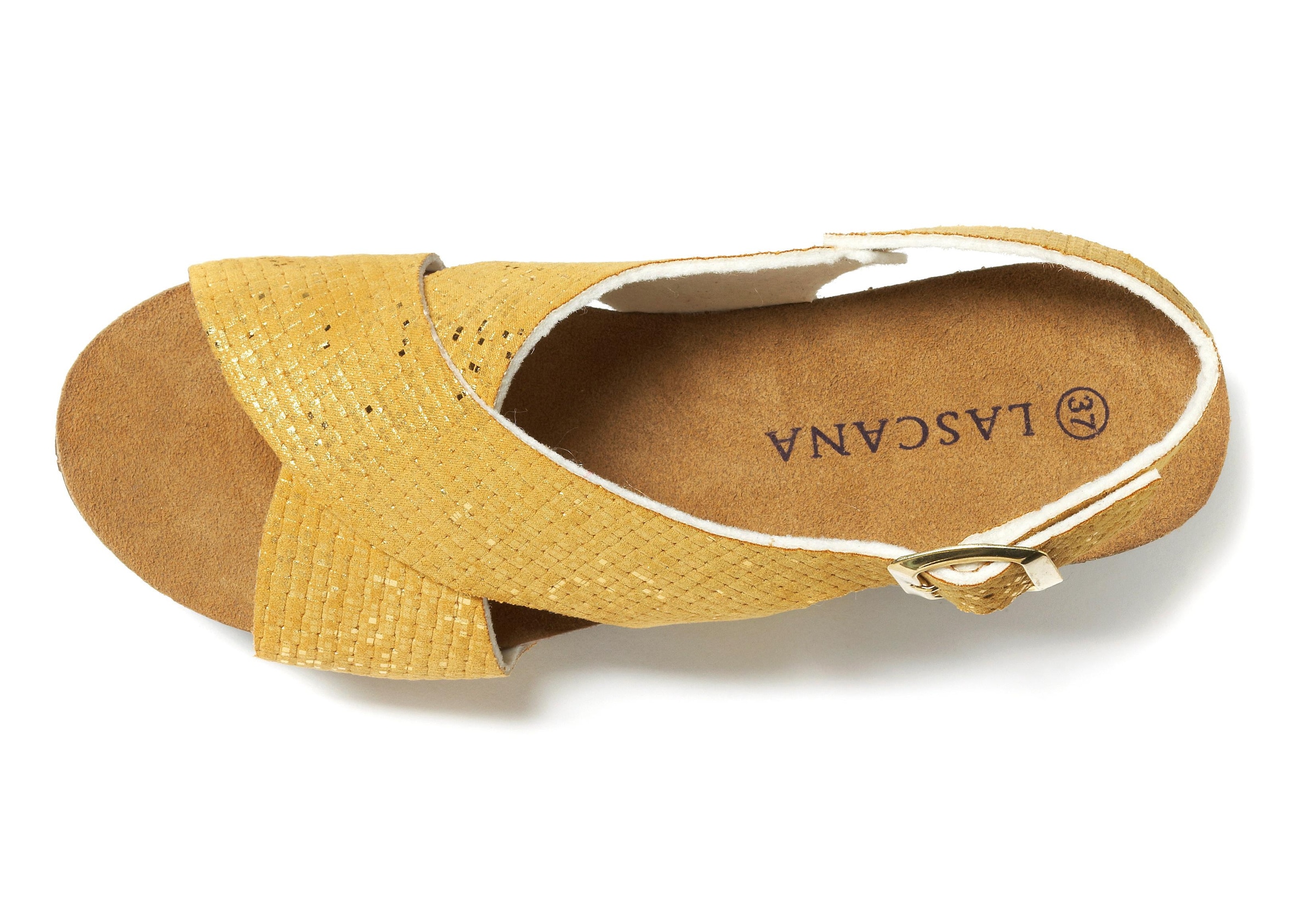 LASCANA Sandalette »Sommerschuh«, Sommerschuh mit Keilabsatz und Korkfussbett