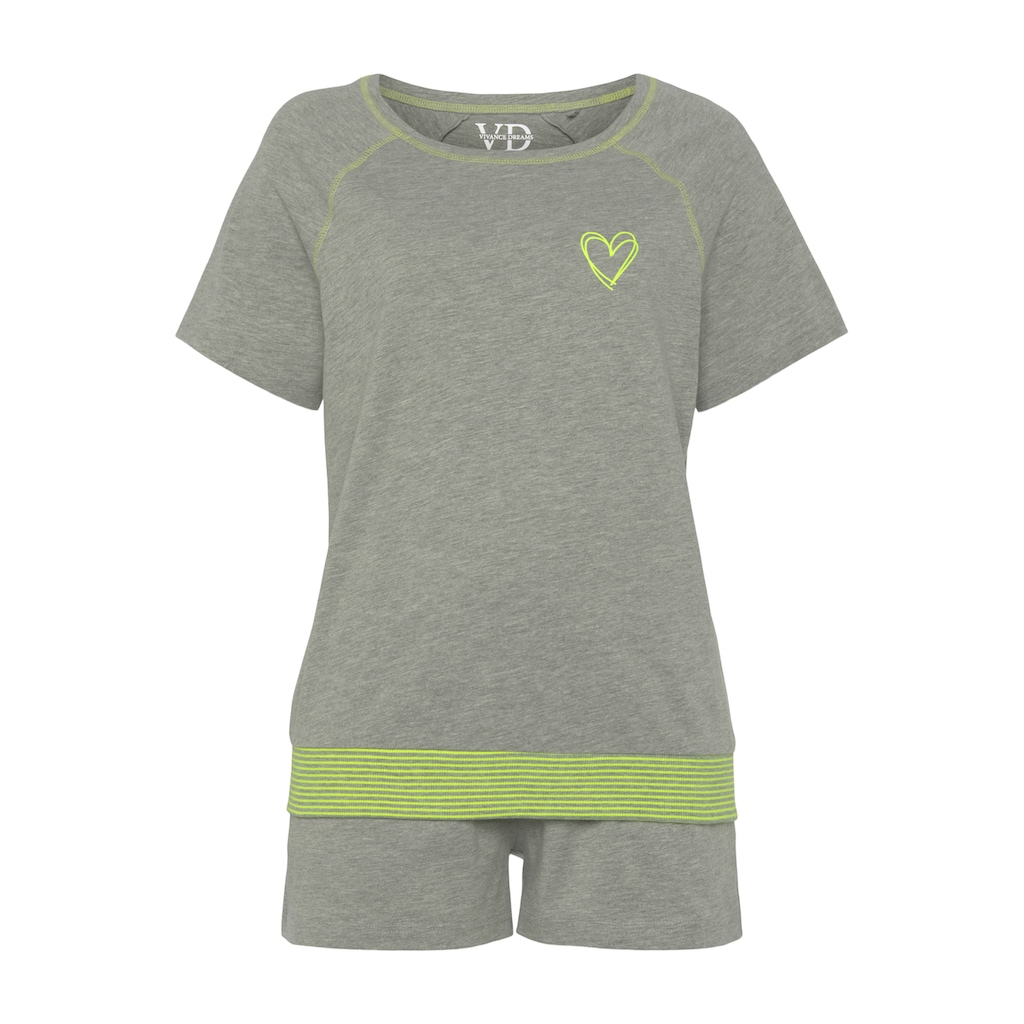 Vivance Dreams Shorty, (2 tlg.), mit dekorativen Flatlock-Nähten in Neonfarben