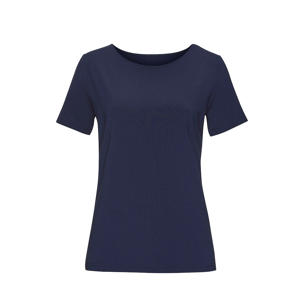 LASCANA T-Shirt »mit Rundhals-Ausschnitt«, (2er-Pack), aus elastischer Baumwoll-Modal-Qualität