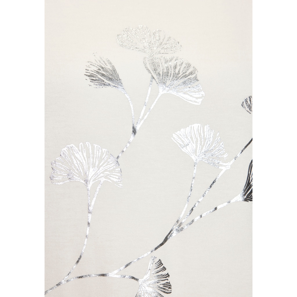 LASCANA Kurzarmshirt »mit schimmerndem Blumenprint«, aus elastischer Viskose-Qualität