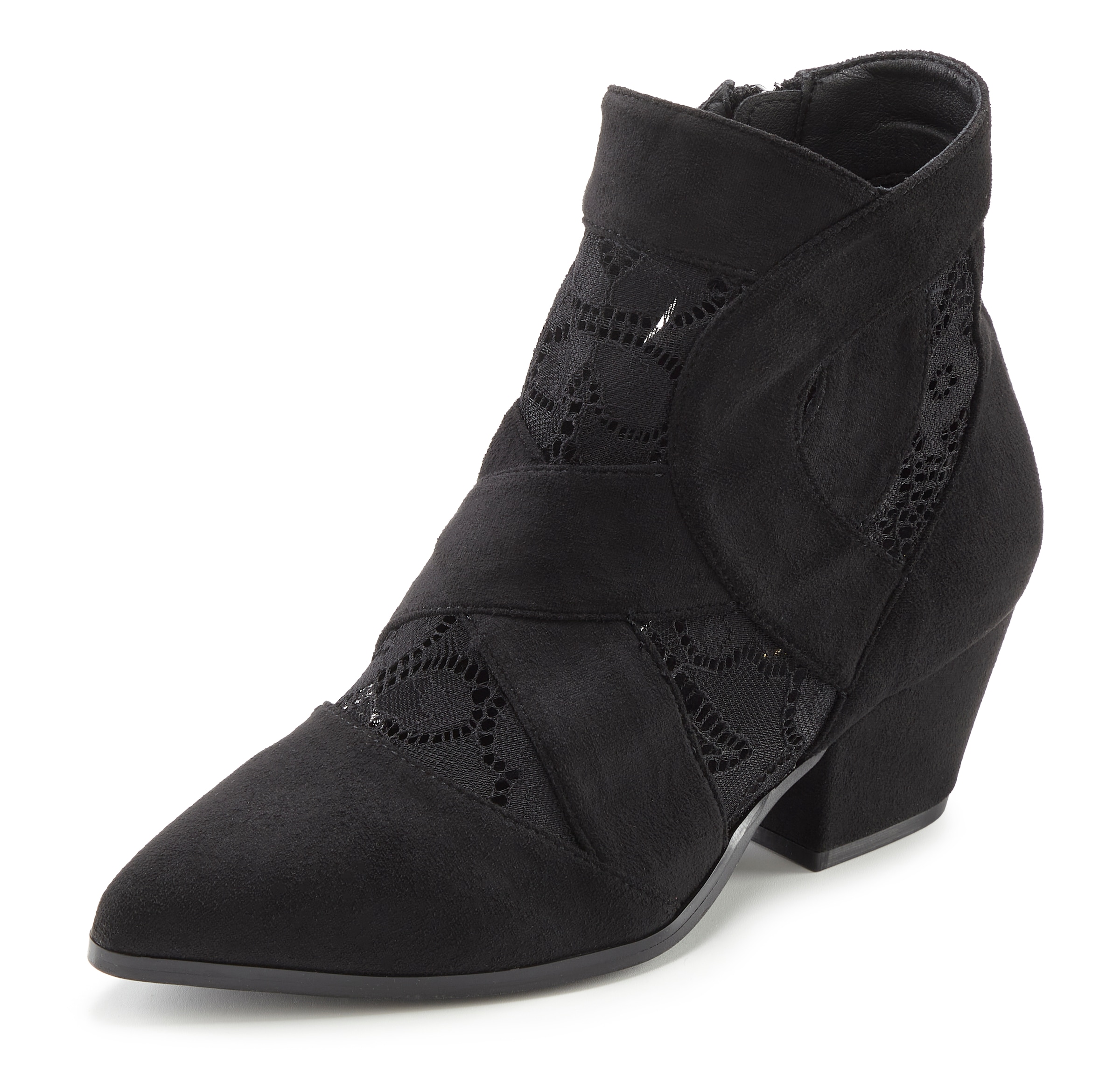 LASCANA Stiefelette, mit Spitze & bequemen Blockabsatz, Cowboy Boots, Westernstiefel