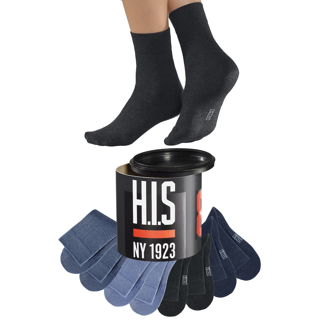 H.I.S Socken, (Dose, 8 Paar), in der Geschenkdose